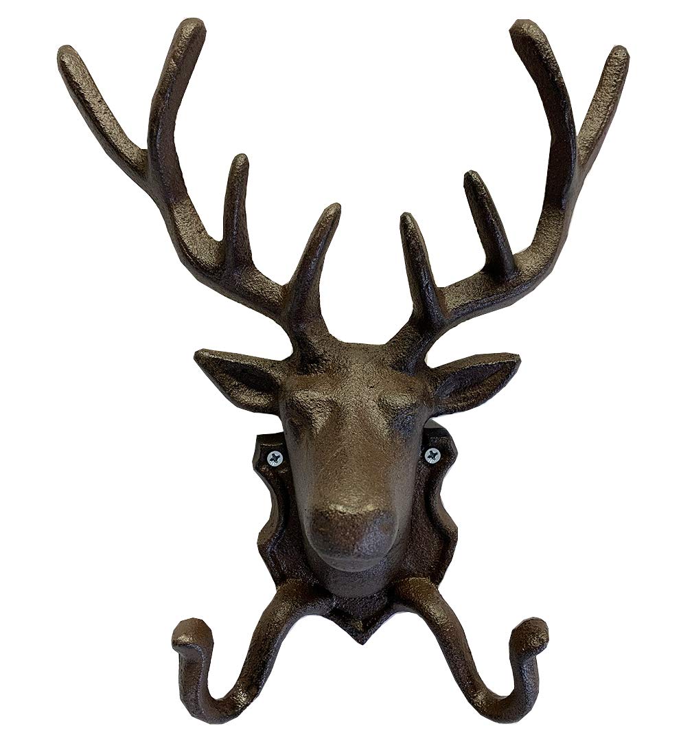 Selections Cast Iron Stag Head Wall Coat Hook Rack