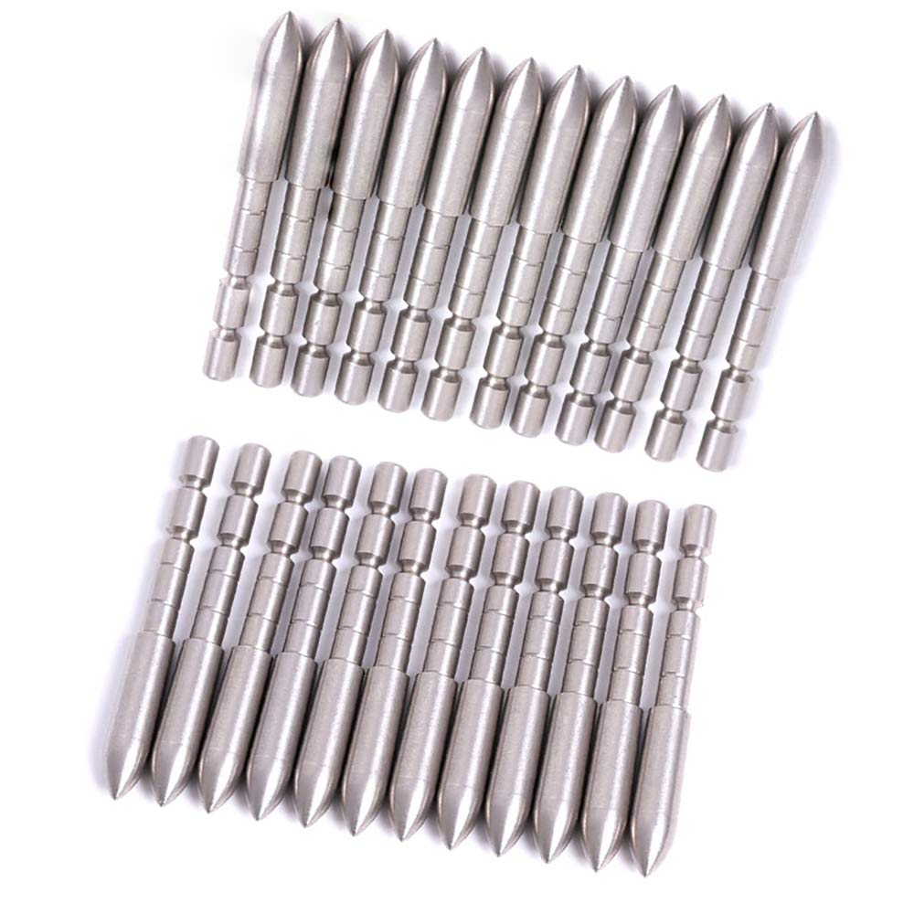 ACCMOS 24pcs 70 80 90 100 110 120 Grain Stainless Steel Bullet Point Tip for ID 4.2 mm Arrow Shaft, Archery Hunting Arrows Accessories (100gr OD5.4mm)