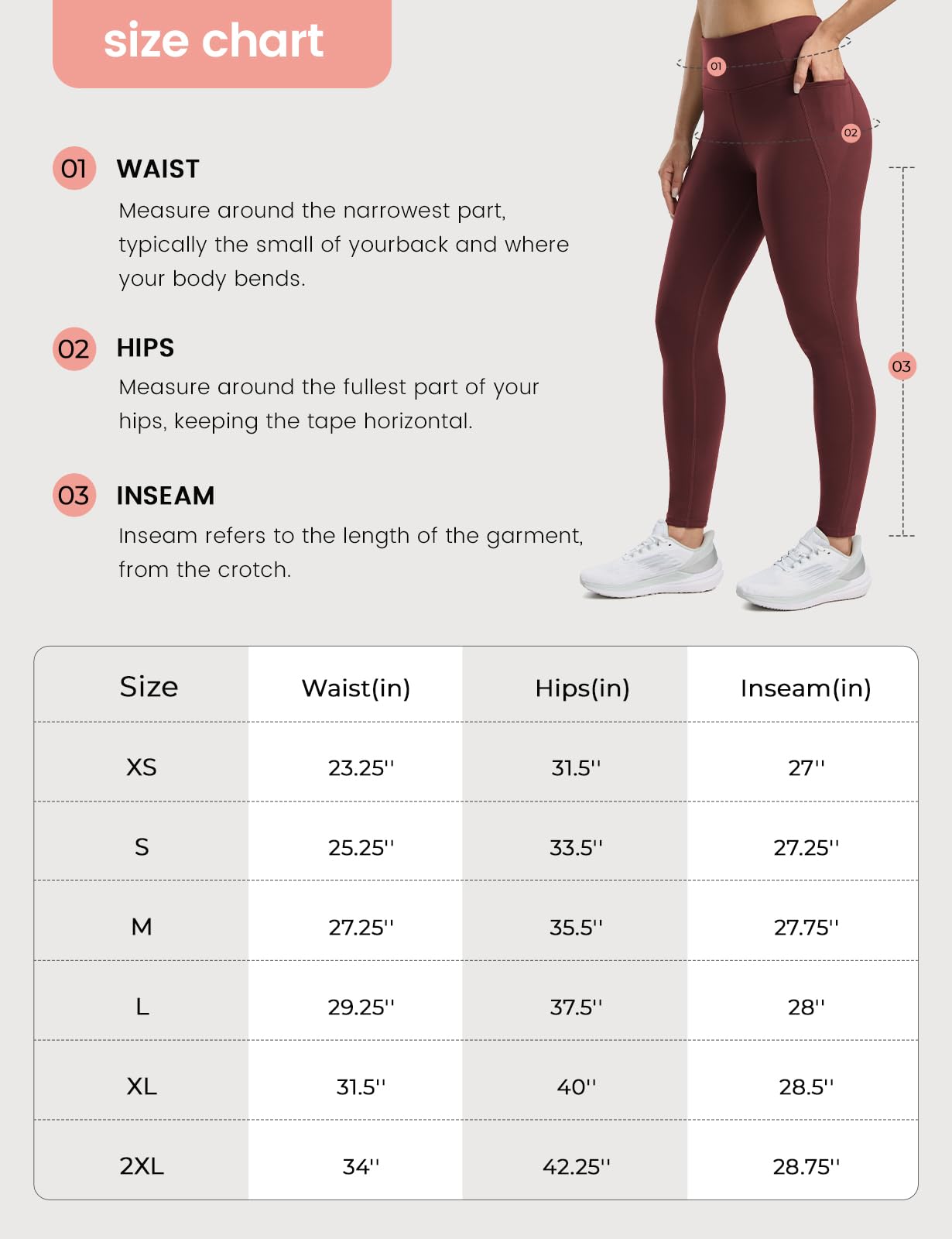 Seamaid Legging doublé en polaire pour femme - 68,6 cm - Résistant à l'eau - Thermique - Pantalon de course à pied et de randonnée avec poches - Taille haute, bordeaux, Taille M