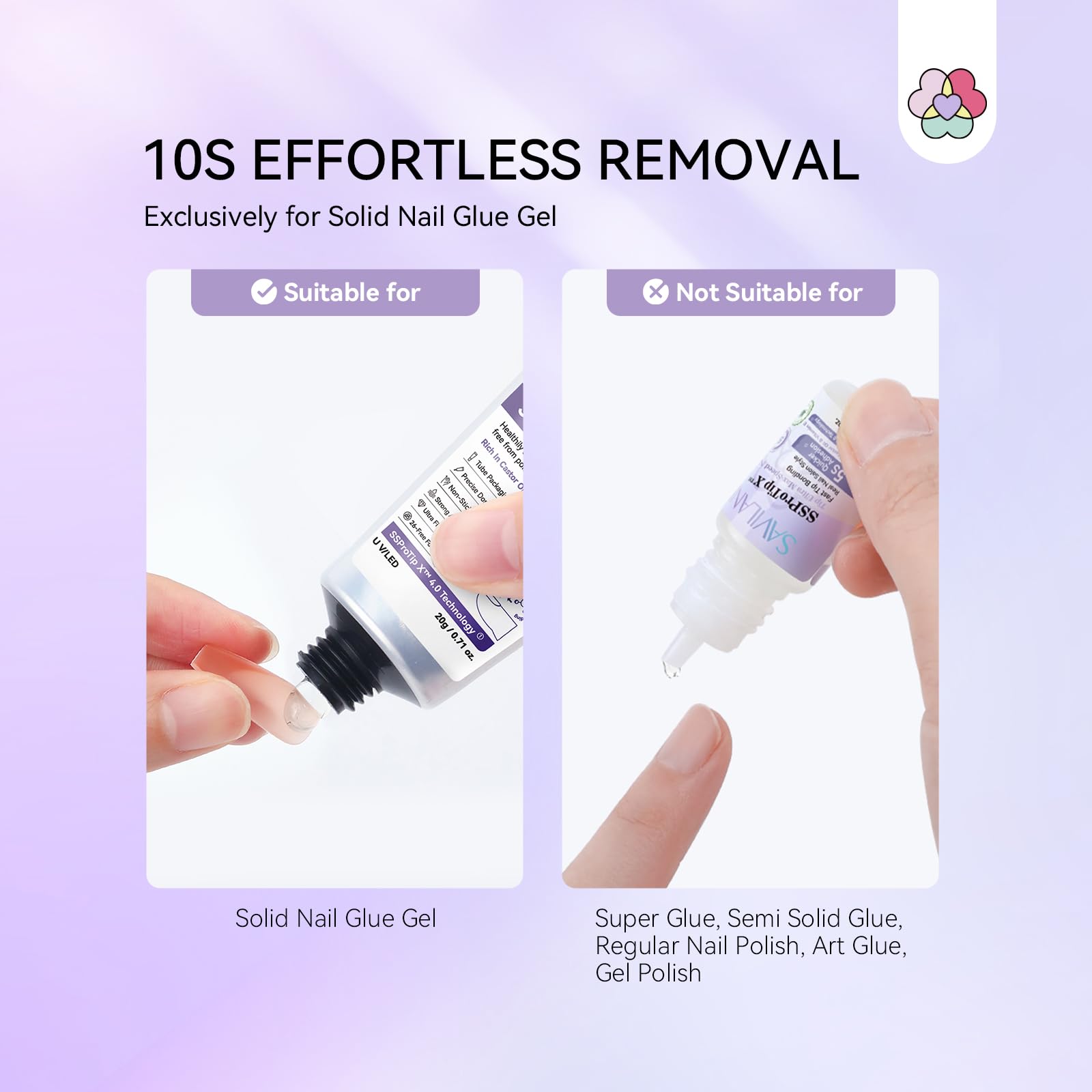 SAVILAND Advanced Press On Nail Polish Remover Pen: 10-sekundowy, bezproblemowy zmywacz do kleju do paznokci, 2 sztuki Click & Remove Nail Glue Remover do paznokci Press On