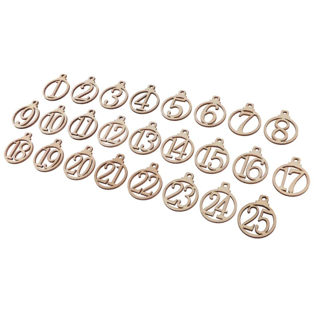 1-24 Calendrier De L'Avent De Noël En Bois,Chifes En Bois Calendrier De L Avent Numero Calendrier De L Avent Noel Ornements En Bois Avec Pinces En Bois Pour Faire Des Calendriers De Noel Bois