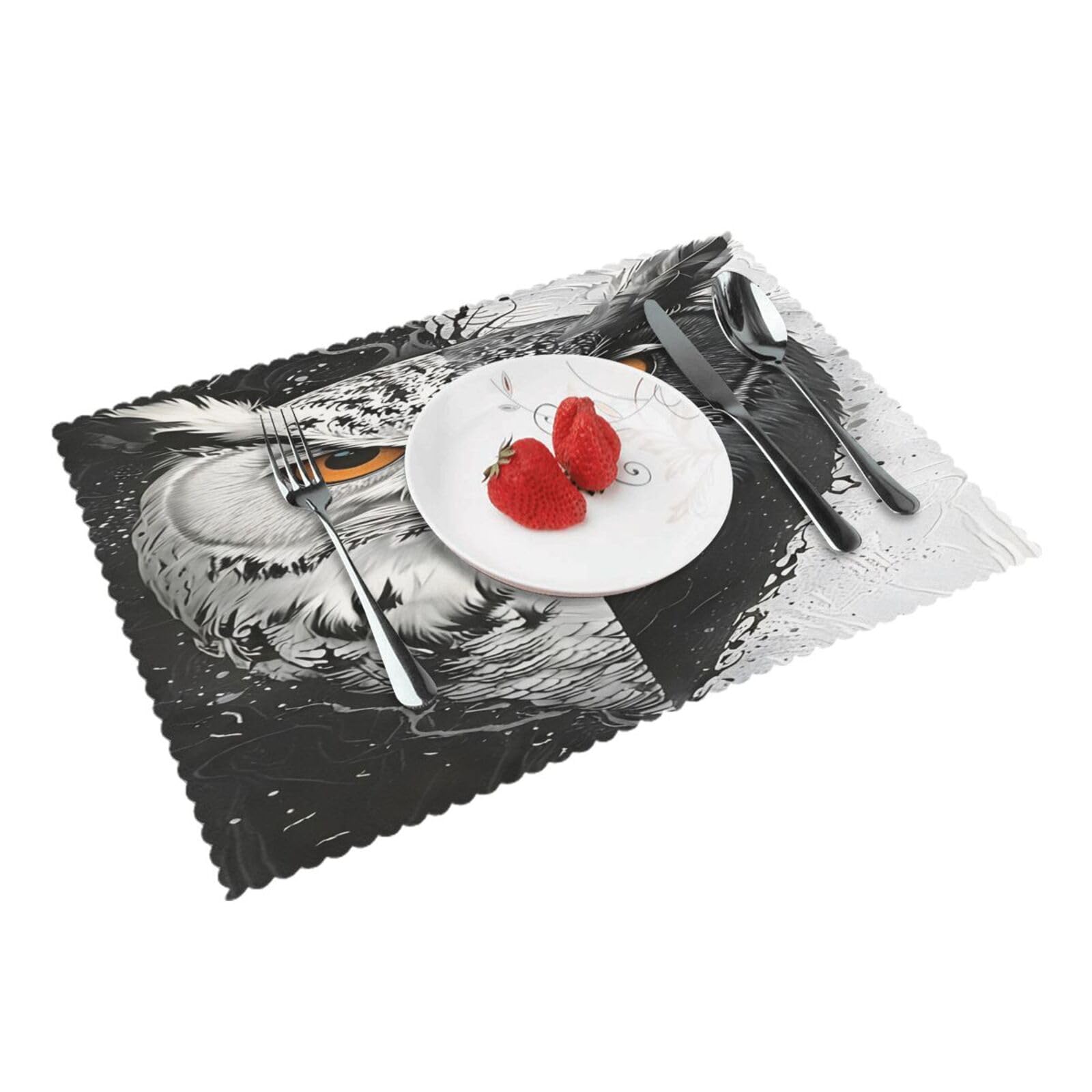 Owl Split Design Placemats Set of 4 Print Table Mats Place Mats Table Decor for Kitchen Dining 12X18 in