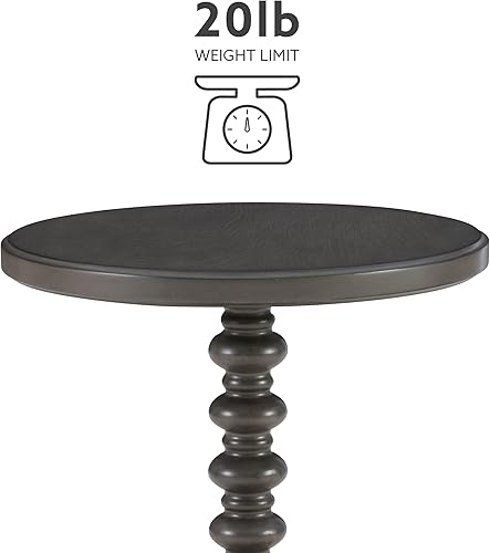 Miniatura 4 de Powell Mesa de acento lateral de pedestal de eje torneado redondo Tarkin gris oscuro