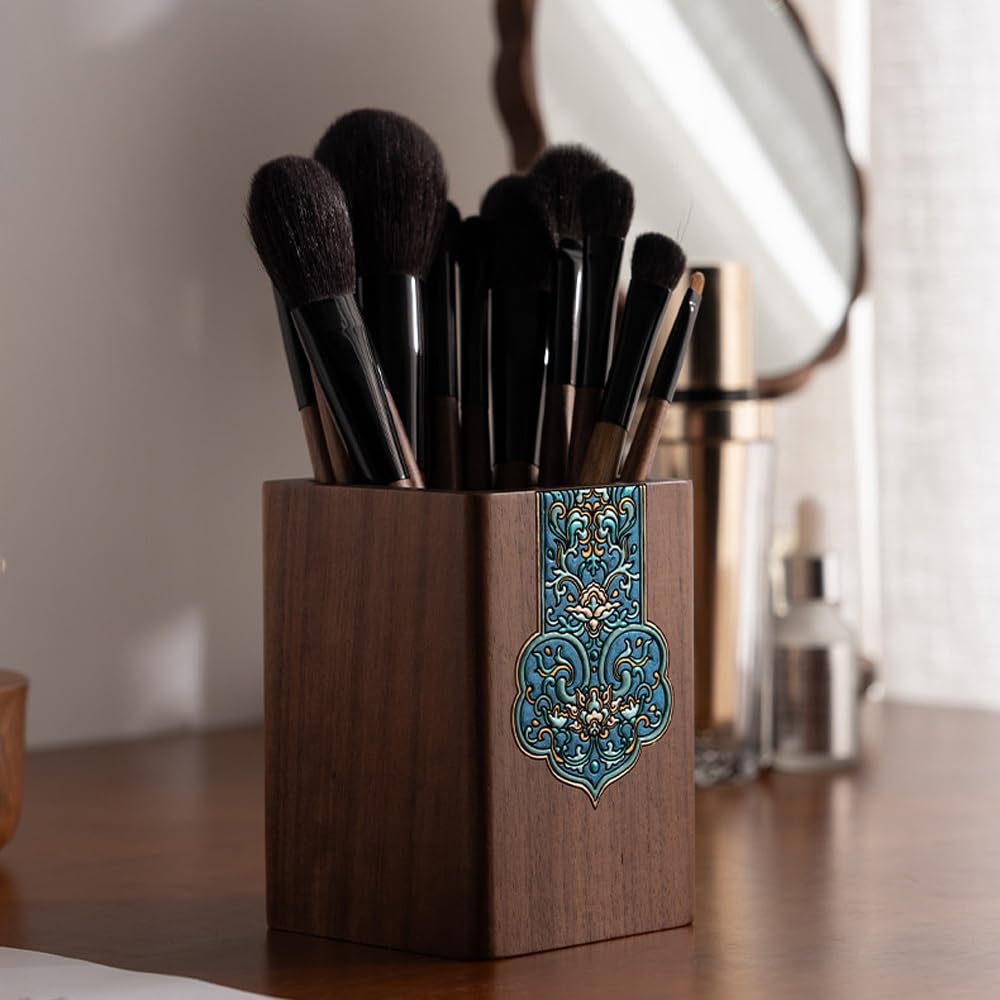 Organizer na pędzle do makijażu, uchwyt na pędzle do makijażu w stylu vintage do toaletki, blat łazienkowy, uchwyty na szczoteczki do zębów, uchwyt na długopis do przechowywania na biurku