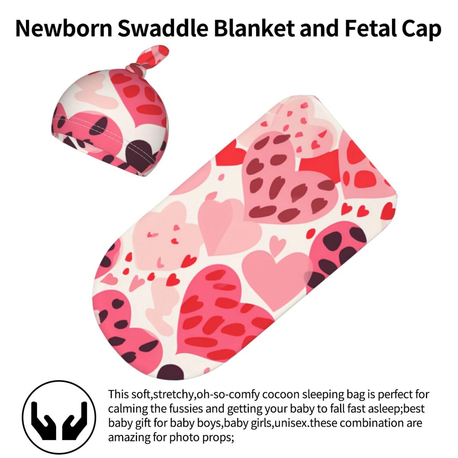 3d Cuore Swaddle Coperta E Cappello Set Per Neonati Avvolgere Accogliente Per Neonati Bambino Comfort 29x53 cm