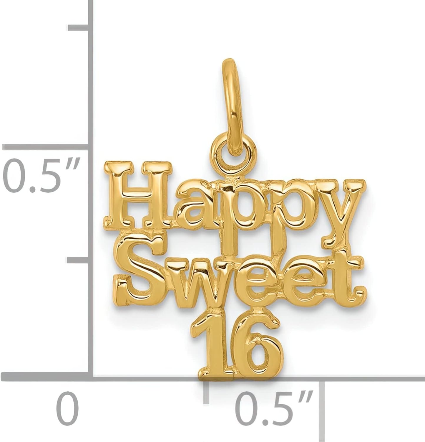 10K Yellow Gold Happy Sweet 16 Charm Birthday Jewelry