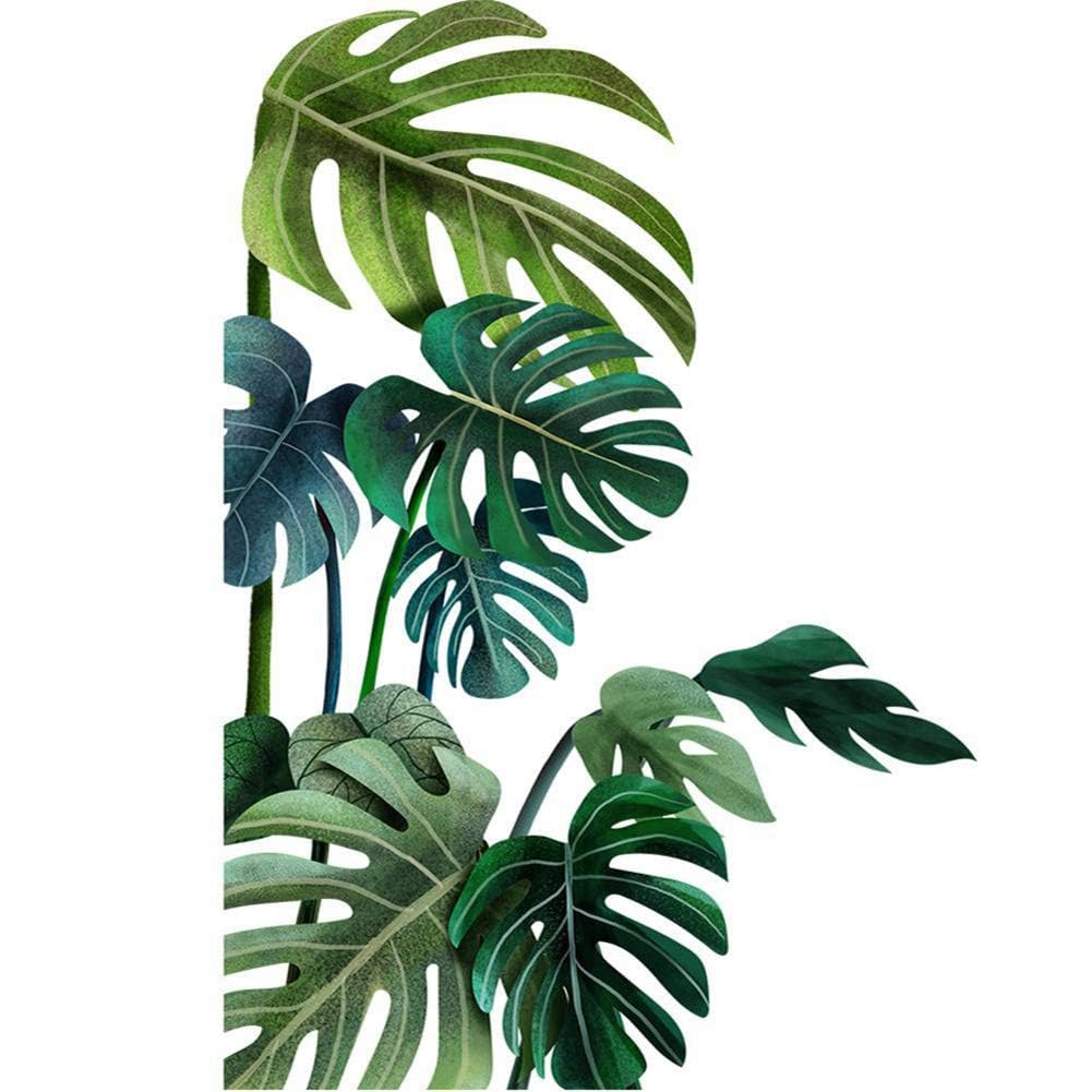 Garvee Tropical Monstera Leaf Wall Stickers, Large Palm Leaves Wall Decals, Removable Jungle Plant Wall Art Mural, for Bedroom, Living Room, Home Decor, Green