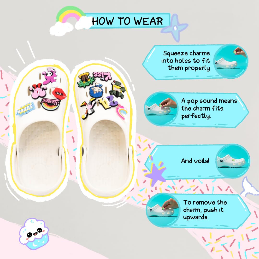 Shoe Charms for Teens Assorted Decor Clogs Pack of 20 Pcs