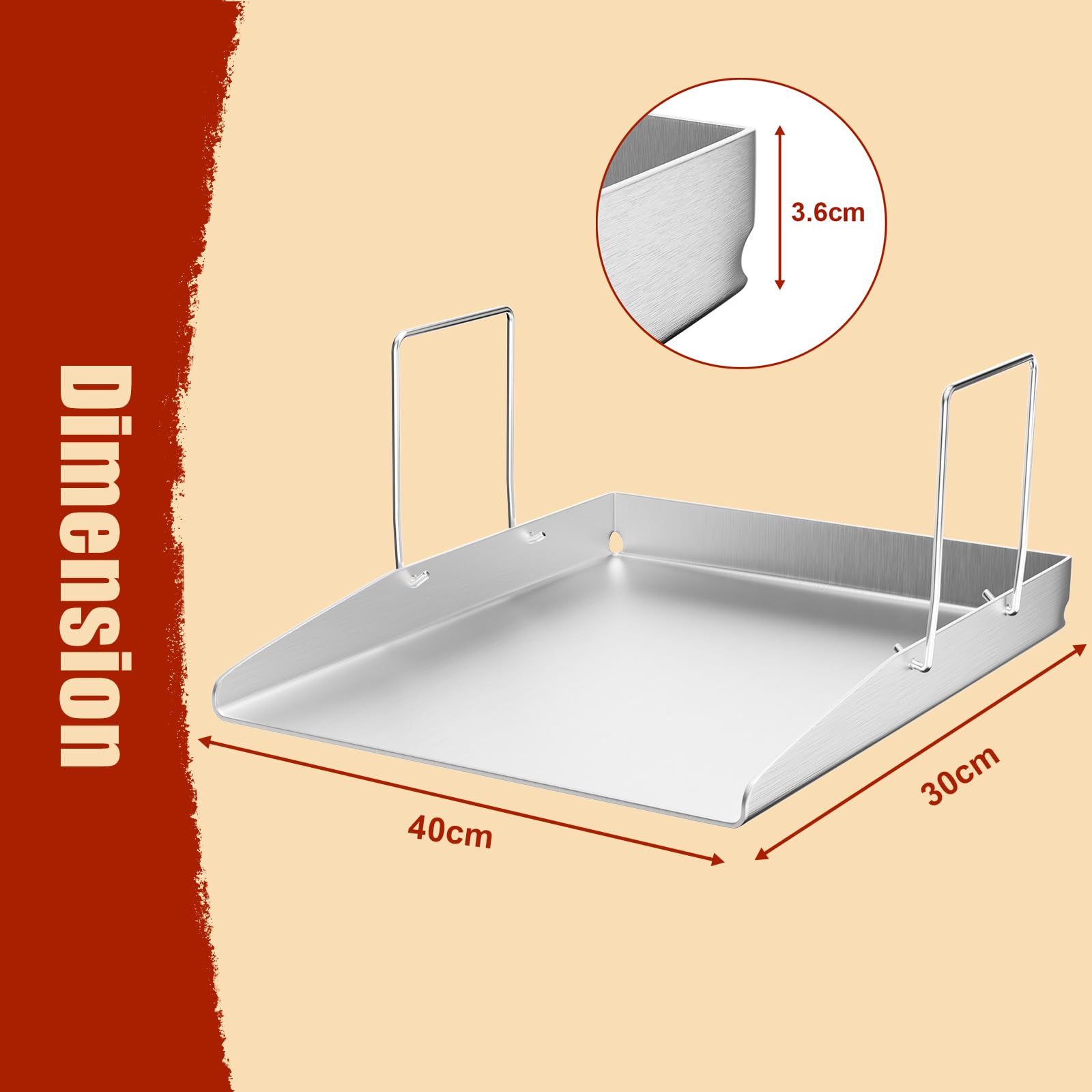 ZXLIHS Piastra per griglia in Acciaio Inox 40 x 30 cm Plancha per Weber, Enders, Burnhard, Rösle Videro, Accessori per plancha per Grill a Gas e a Carbone, griglia per plancha in Acciaio Inox
