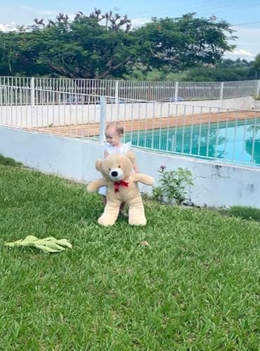 Urso De Pelúcia Teddy Grande Com Laço 50cm - Doce De Leite