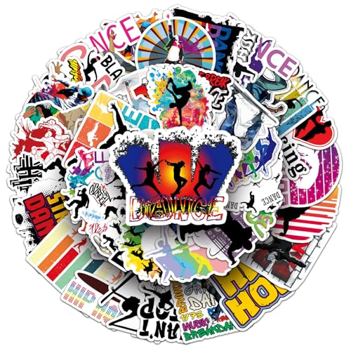 50 Piezas de Pegatinas de Bailar,Pegatinas para Ordenador Portatil Agenda Laptop Skate Botella Agua Guitarras Maletas equipajes Coches y Bicicletas,Dance Impermeable Vinilo Pegatinas
