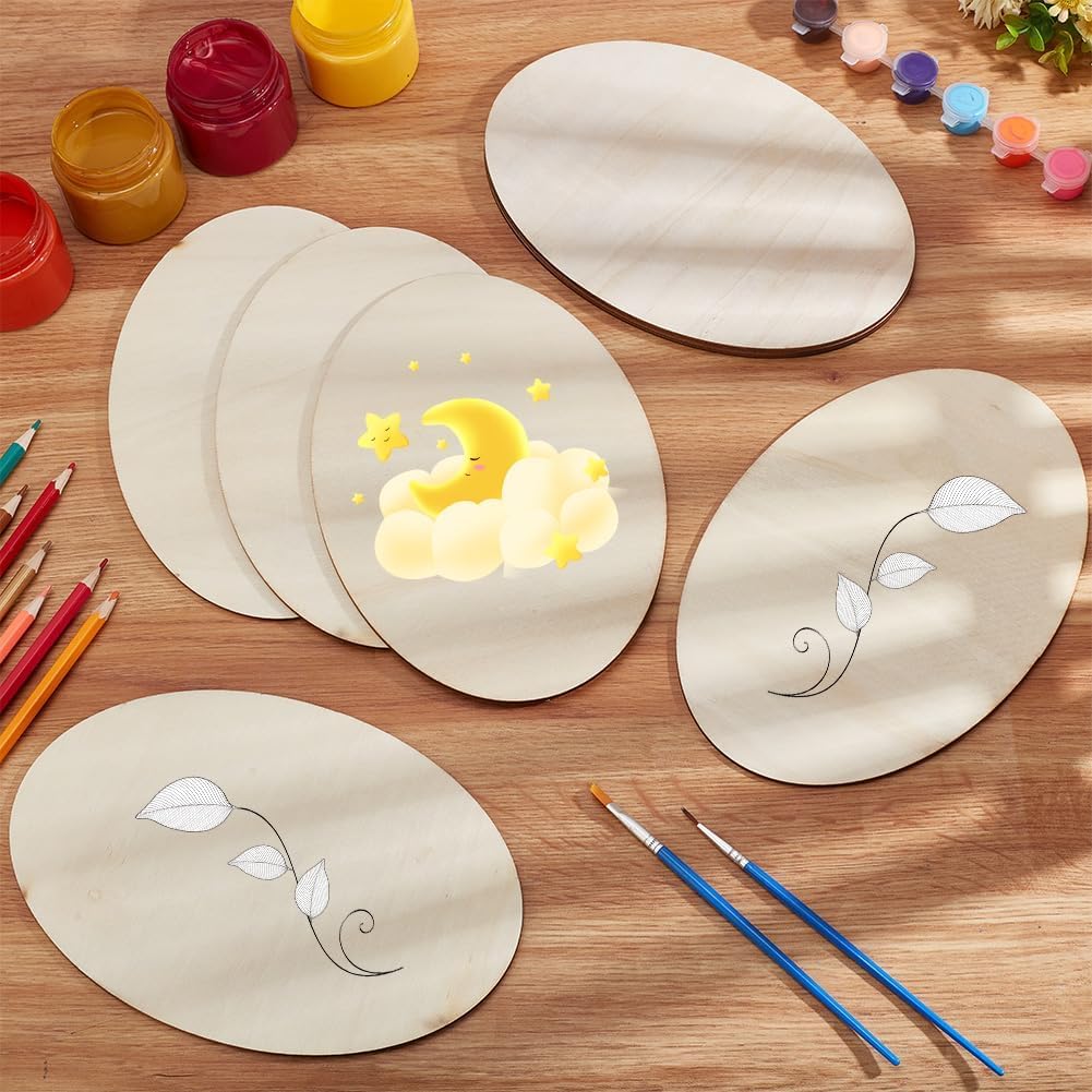 6 Pcs Oval MDF Board 10×6 cm, 2.5 mm Thick Craft Panels for Painting, Resin Art, DIY Home Decor & Creative Craft Supplies Oval MDF Board, MDF Craft Panels-image-23