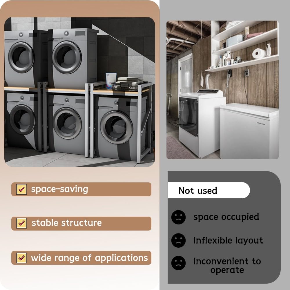 Waschmaschinenschrank Höhenverstellbar Stapel-Set 73x63x105 cm für Badezimmer Waschküche