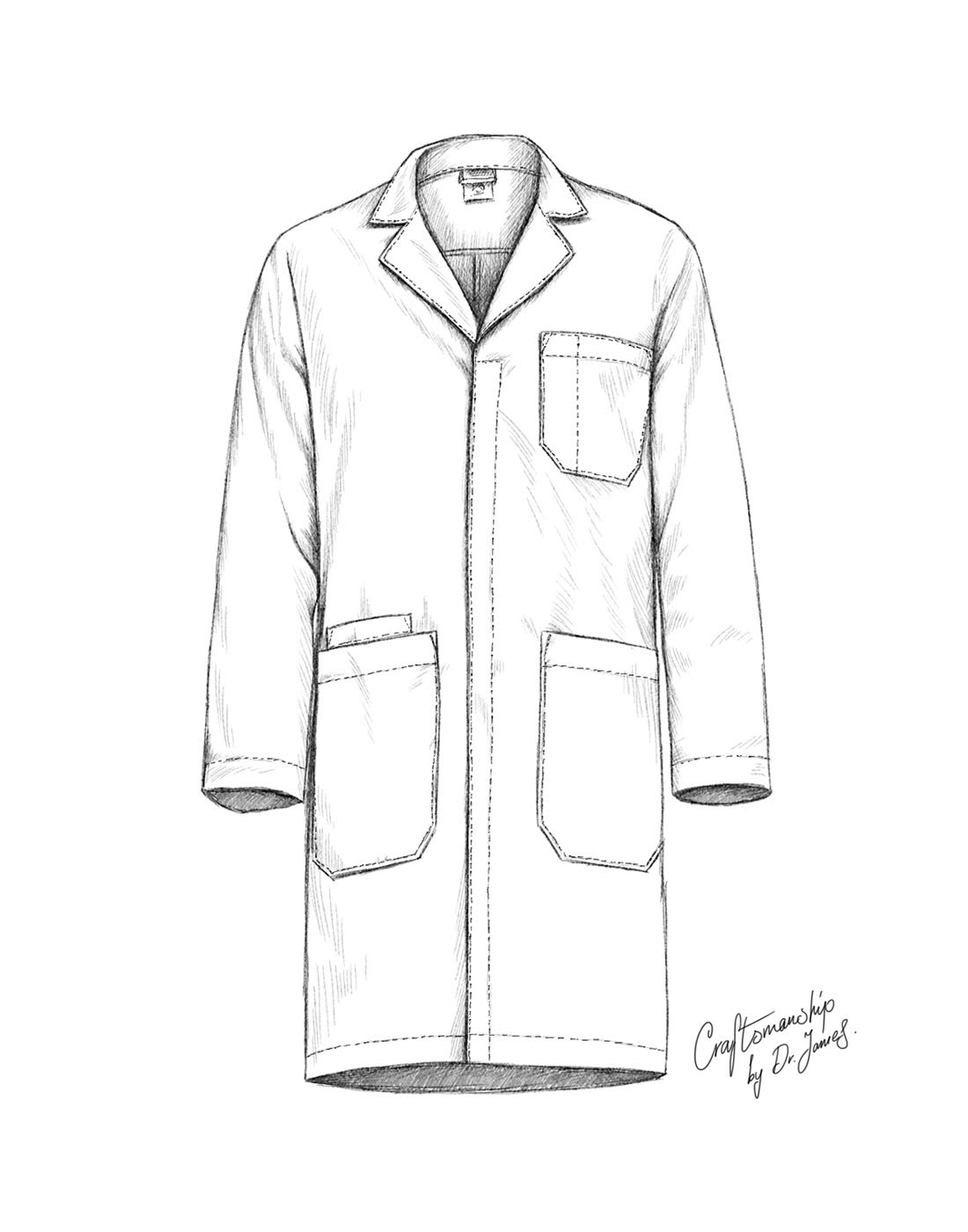 Dr. James Bata de laboratorio Premium Unisex para Hombres y Mujeres, con bolsillos para teléfono y tableta, ajuste clásico, cierre a presión oculto