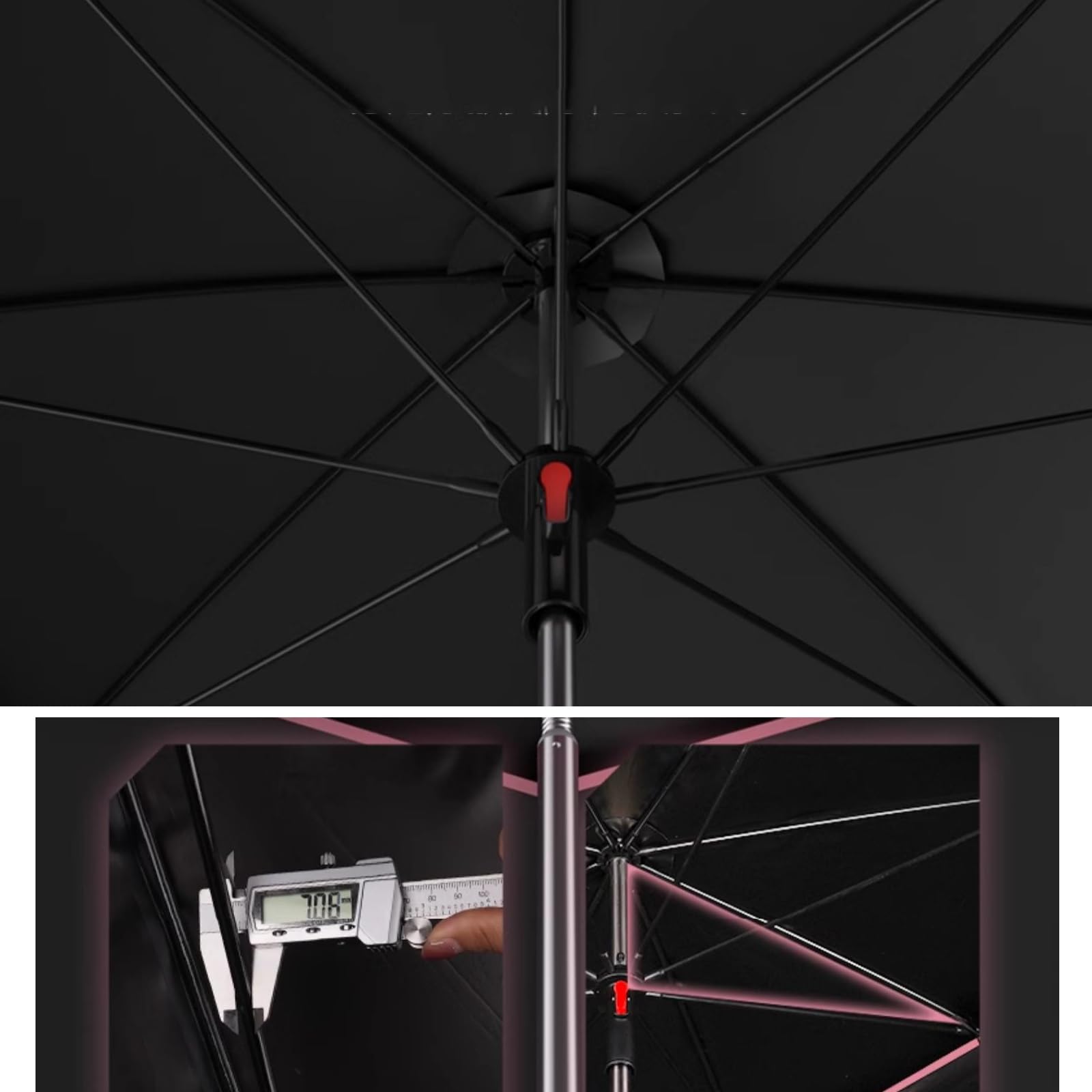Parasol wędkarski łatwy podnoszenie korby obracany o 360° parasol przeciwsłoneczny na zewnątrz, odporny na wiatr, trwały, lekki, do ogrodu, na taras, podwórko, basen