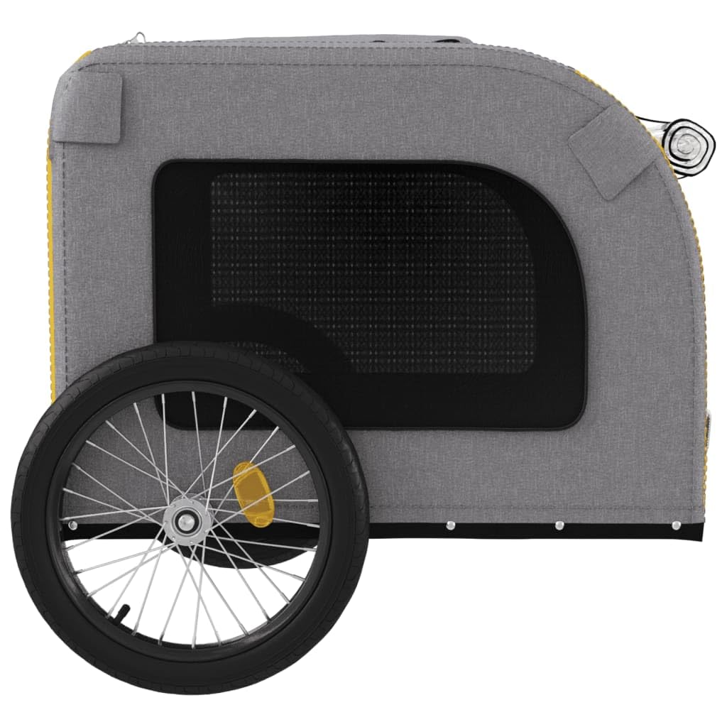 Homgoday Remolque de bicicleta para animales amarillo y gris Oxford y hierro, mueble carro para perro, carro para bicicleta, carro para perros, transportín perro bicicleta modelo 93840