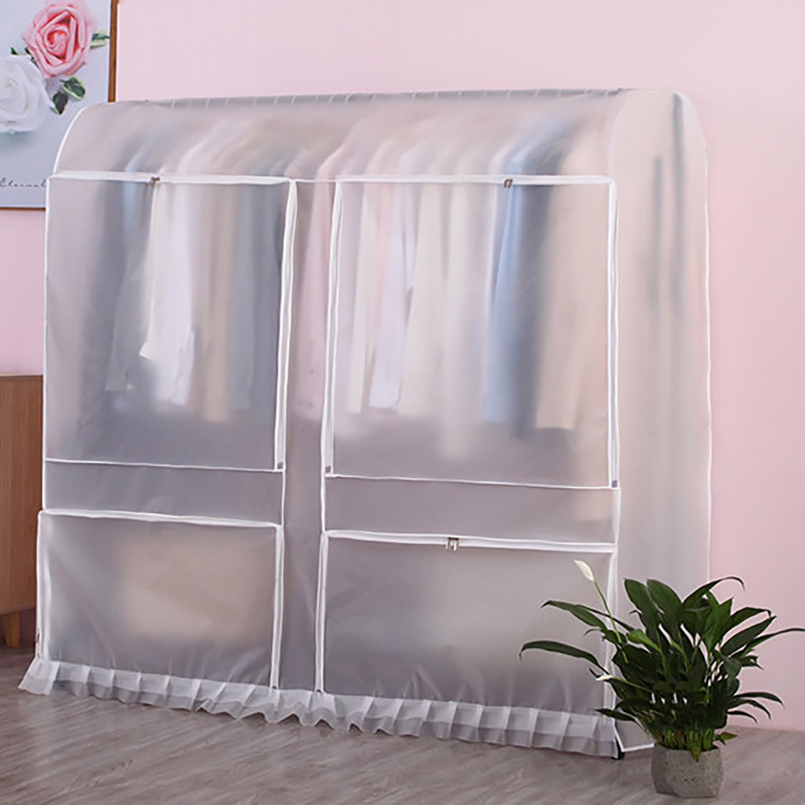 Fundas Ropa Armario Colgar con Múltiples Ventanas, Burro Ropa Funda para el Bastidor de una Sola Barra y de Doble Barra(Black,120 * 50 * 150cm/47 * 20 * 59in)