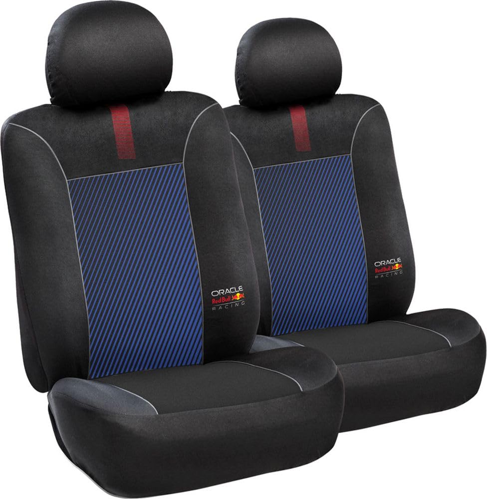 RED BULL Racing Lot De 6 Housses De Siège Auto Aux Lignes Mélangées, Noir/Rouge, Confortables, Durables, Faciles Et Rapides à Installer
