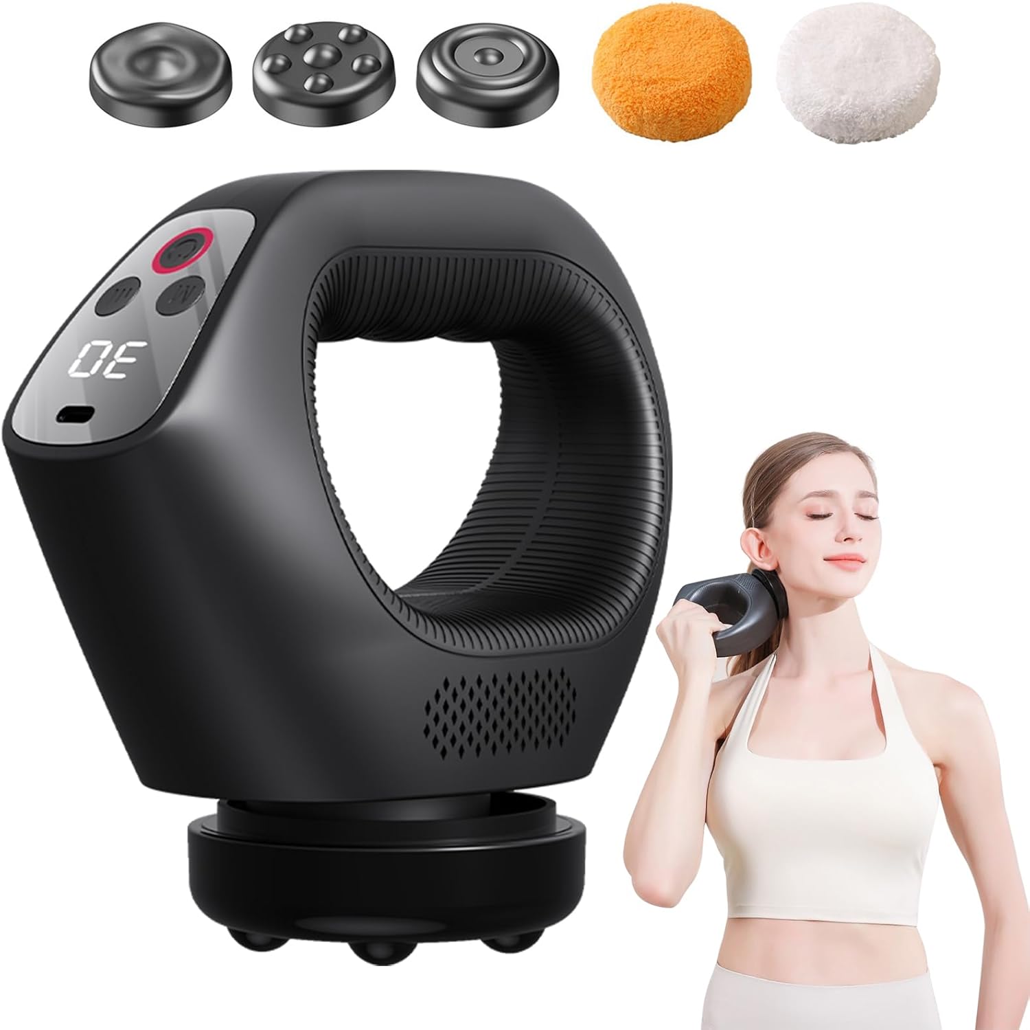 3D Rotating Massage Gun, Cordless Deep Tissue Body Massager with 30 Speeds & 6 Modes for Muscle Recovery & Body Sculpting, Handheld Electric Massager for Back Neck Shoulder for Women & Men