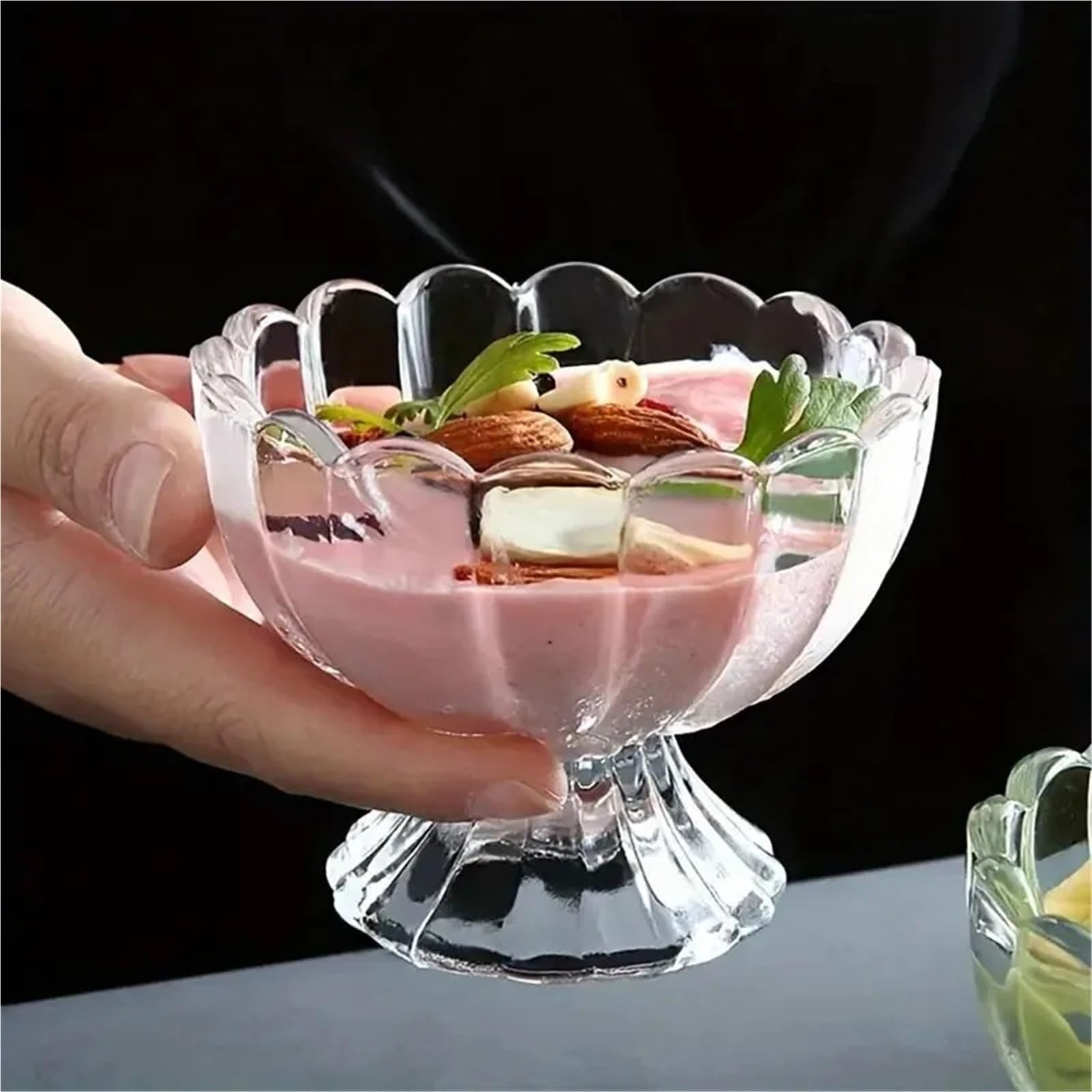3 pezzi Ciotole trasparenti for coppe di gelato Snack allo yogurt alla frutta Set ciotole da dessert in vetro trasparente Design base Eleganti tazze portata Per Dessert