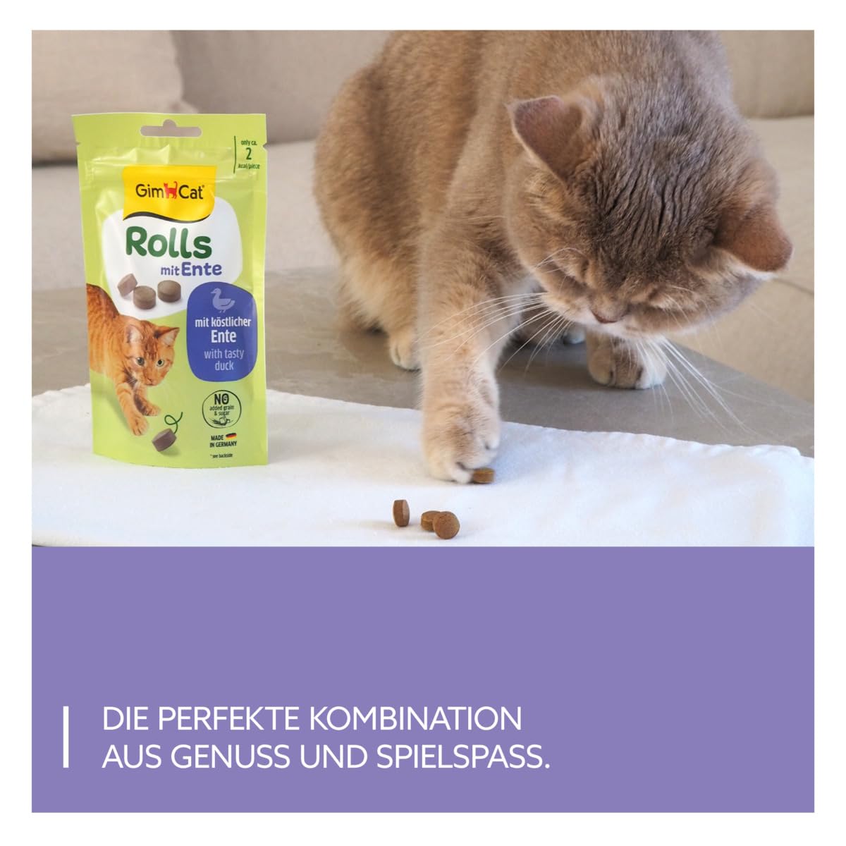GimCat Rouleaux au Canard - La collation pour Plus de Plaisir et de Plaisir avec des ingrédients de qualité supérieure - 1 Sachet (1 x 40 g) (Lot de 5)