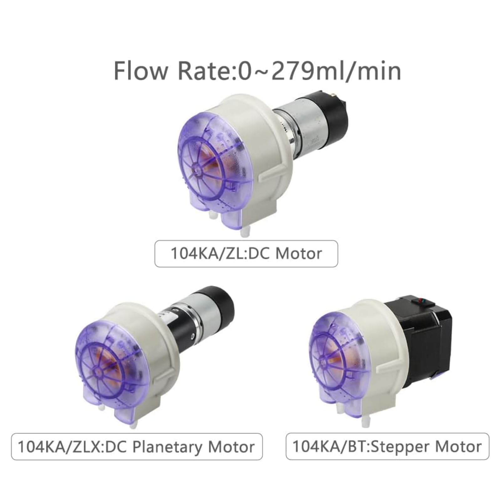 24V Peristaltic Pump 104KA Stepper Motor Dosing Pump with Silicone Tubing for Lab Food Beverage(104KA/ZLX-300R 25# 258ml/min)