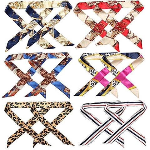 Handbag Scarf Purse Scarf Fashion Handle Wrap Ribbon Scarf Purse Handle Cover Wraps Head Band Silk Scarf for Bag Handbag (6 Pairs) Cover