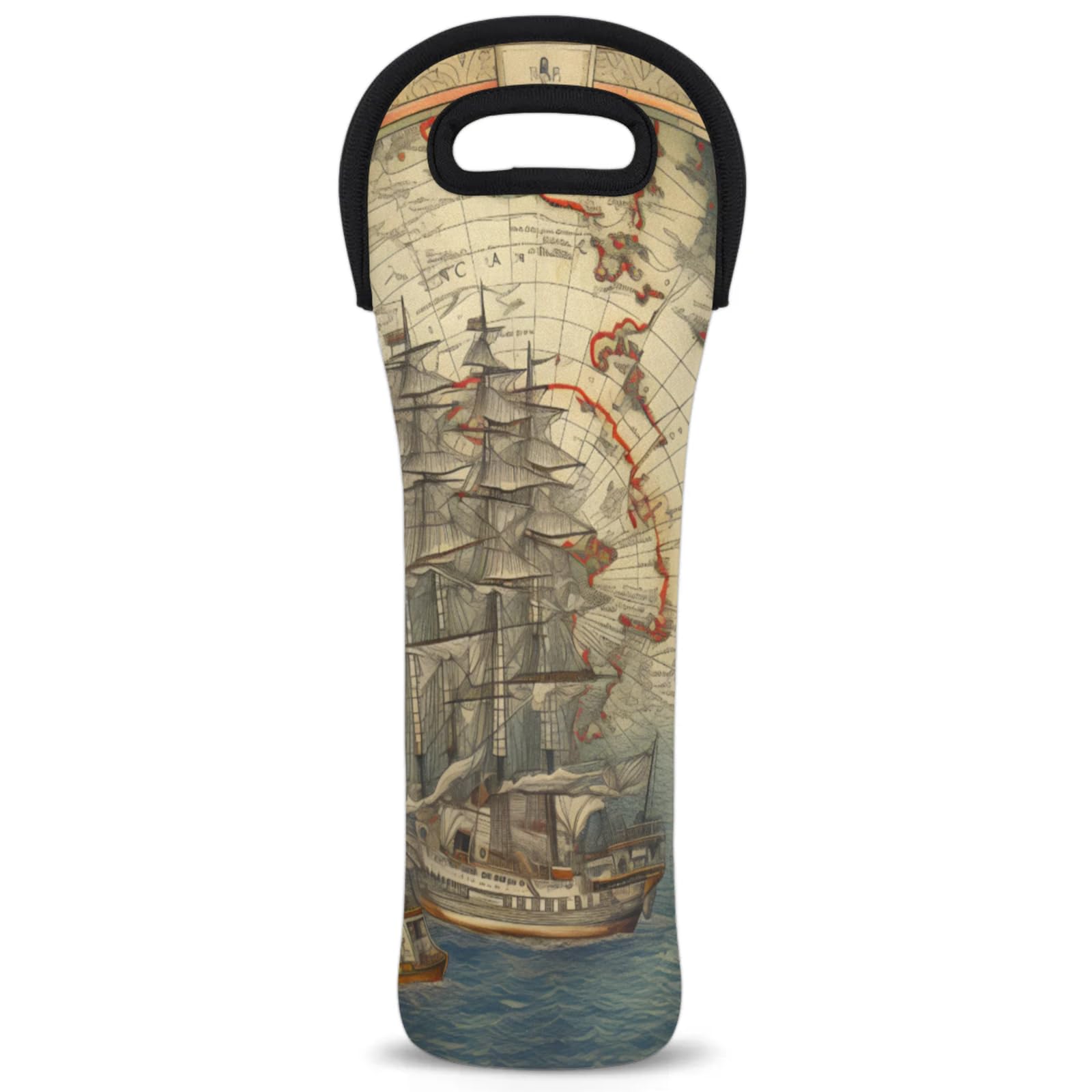 Neoprene Wine Tote Carrier Bag for Wine,Water, Champagne, Beer, Baby Bottles 15.6 x 5.1 Inches, Protective Wine Bag,Sea Adventure