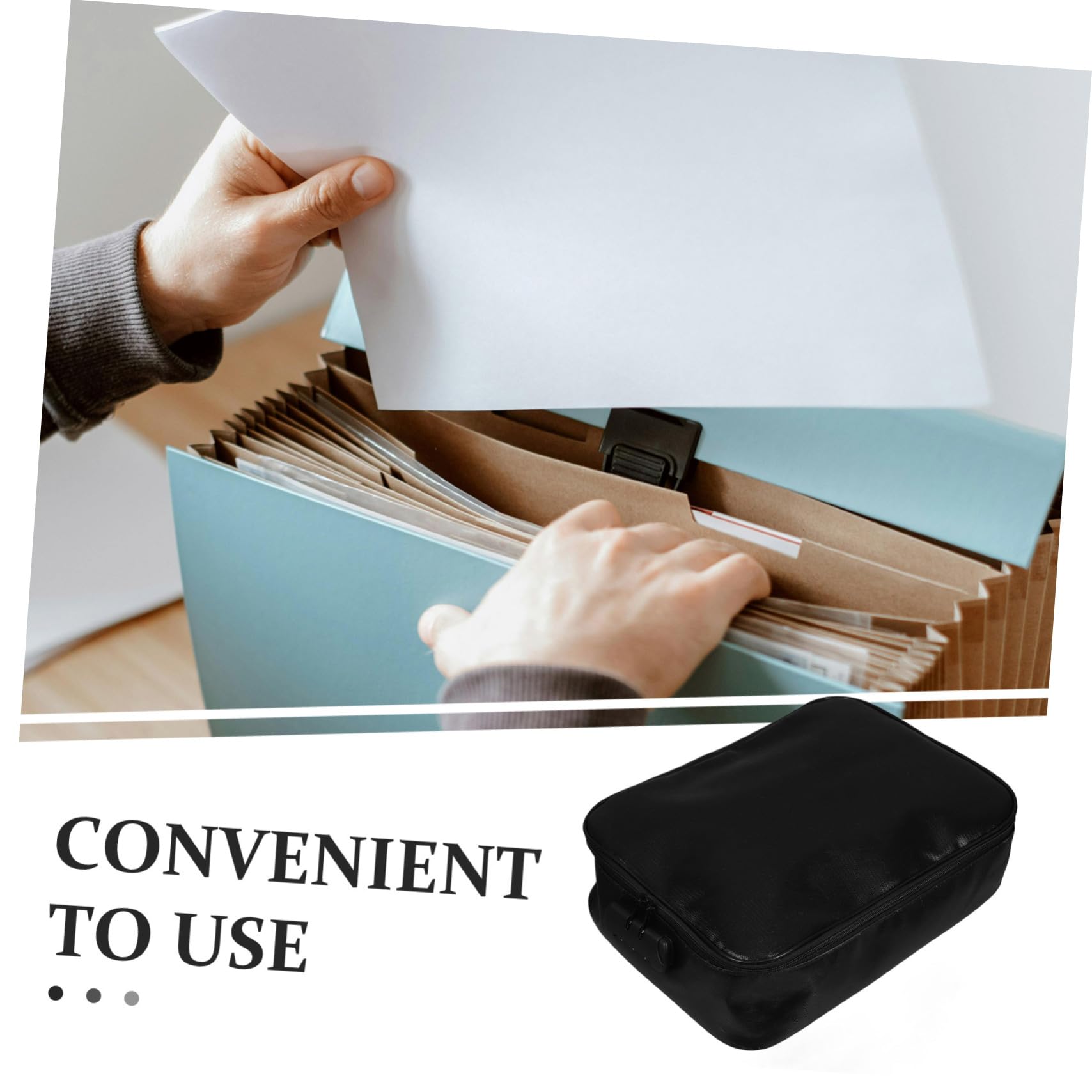 Borsa Portadocumenti Ignifuga Nera, Design Multistrato per Viaggio | Chiusura Password, Tessuto in Fibra di Vetro, Uso Quotidiano e Archivio