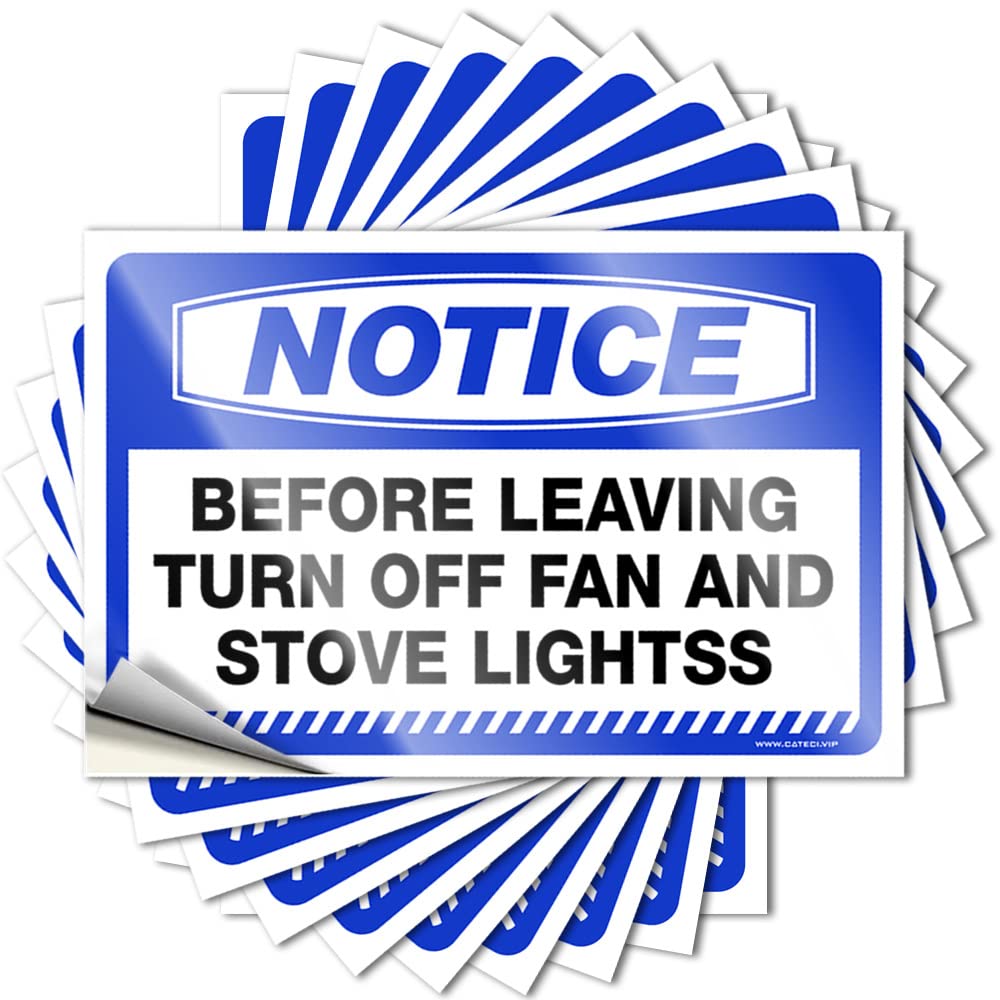 Notice Before Leaving Turn Off Fan and Stove Lightss Tumbler Affirmation - House Accessories for Home Quote Self Adhesive Sticker(12X18CM)