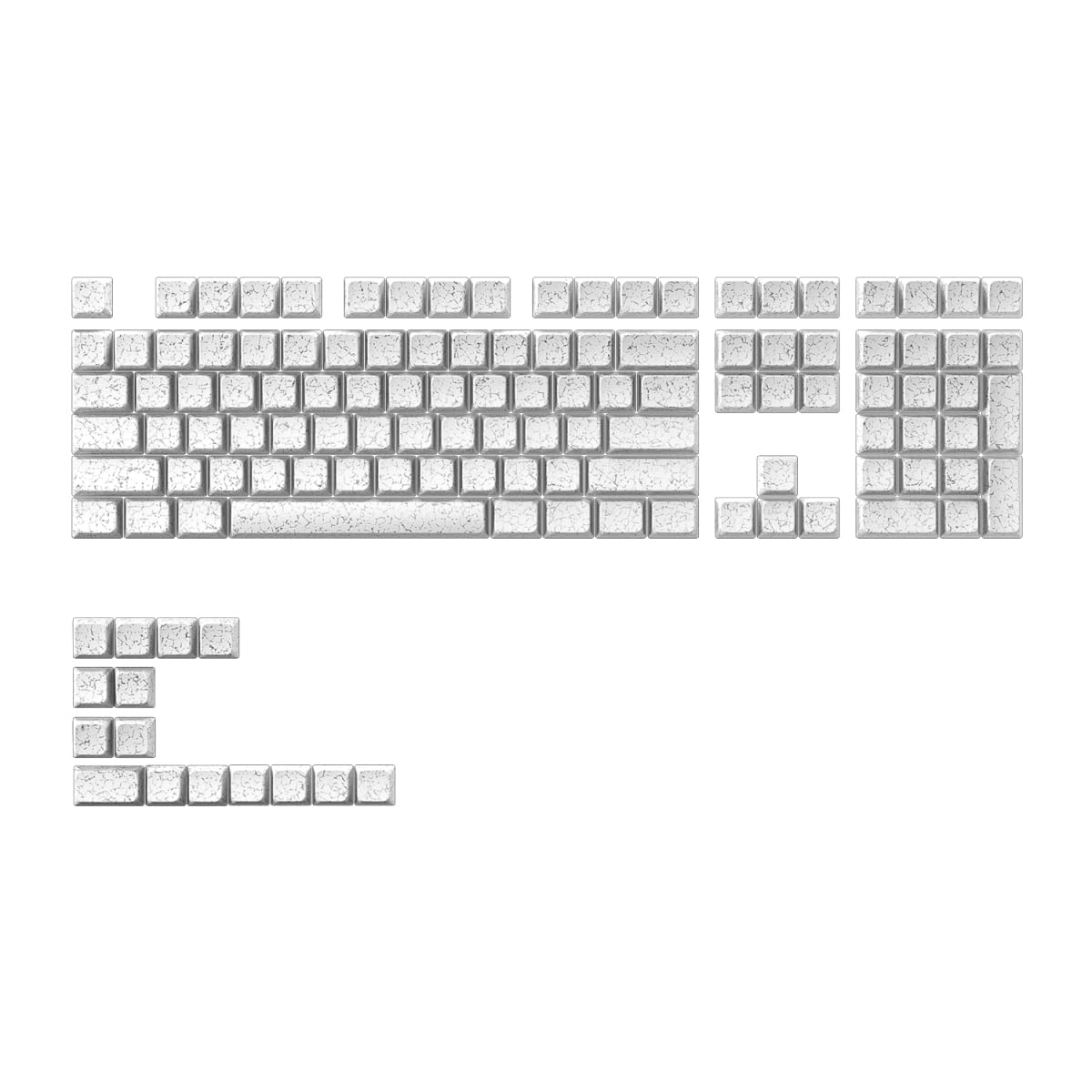 Czarno-białe pęknięcie lodu 123 klawisze profil MDA Shine Through PC Side Print Keycap kreatywne nowatorskie klawisze do klawiatur mechanicznych MX (Ice Crack White)