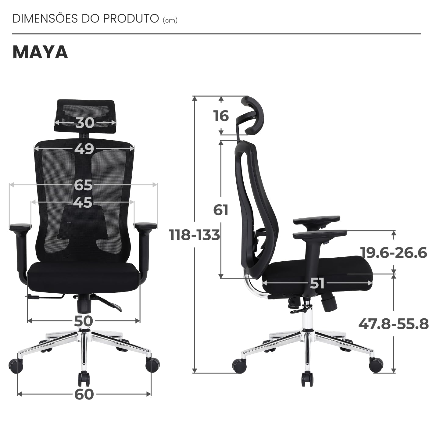 Cadeira Escritório Ergonomica DT3 Maya com revestimento Mesh +