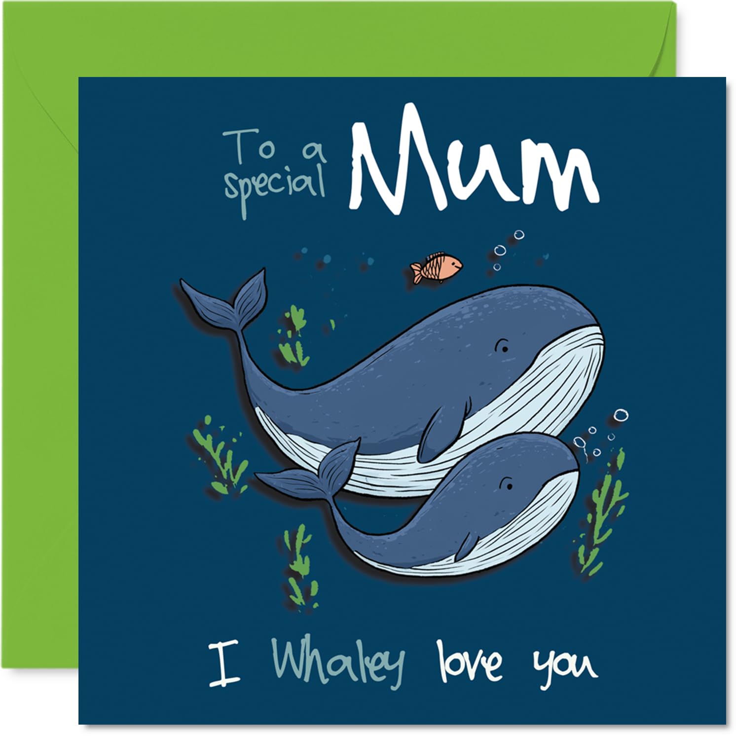 Mum Birthday Card - I Whaley Love You - Happy Birthday Card for Mum from Son Daughter, 145mm Playful Nautical Design Mother's Day Greeting Cards
