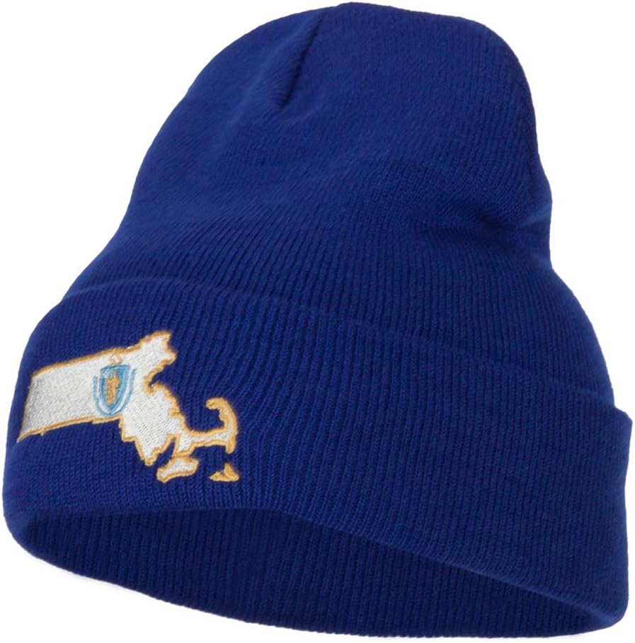 e4Hats.com Massachusetts State Flag Map Embroidered Long Beanie