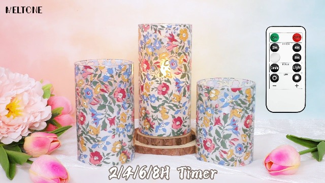 Image of MELTONE Flower Flameless Candles Remote Real Wax Flickering Bohemian Style Battery Operated Glass Candles - Home Party Bedroom Birthday Christmas Summer Spring Decorations