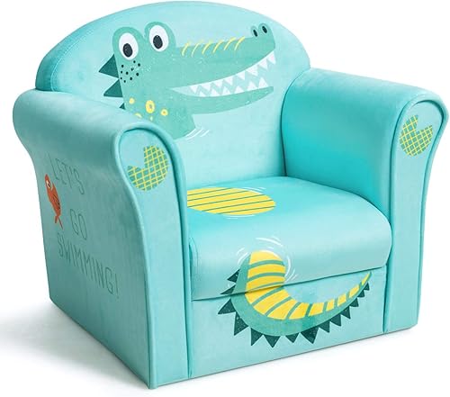 Miniatura 1 de HONEY JOY Sofá para niños, sillón con patrón de gato, mini muebles de sala de juegos para niños, construcción de madera resistente, silla con