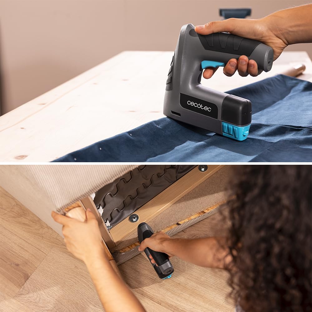 Cecotec Grapadora con Batería FastTacker 4000 4V 1500mAh, 2in1 Compatible con Grapas y Clavos, Incluye Quitagrapas y 9000 Grapas y Clavos, Clava hasta 10mm de Profundidad