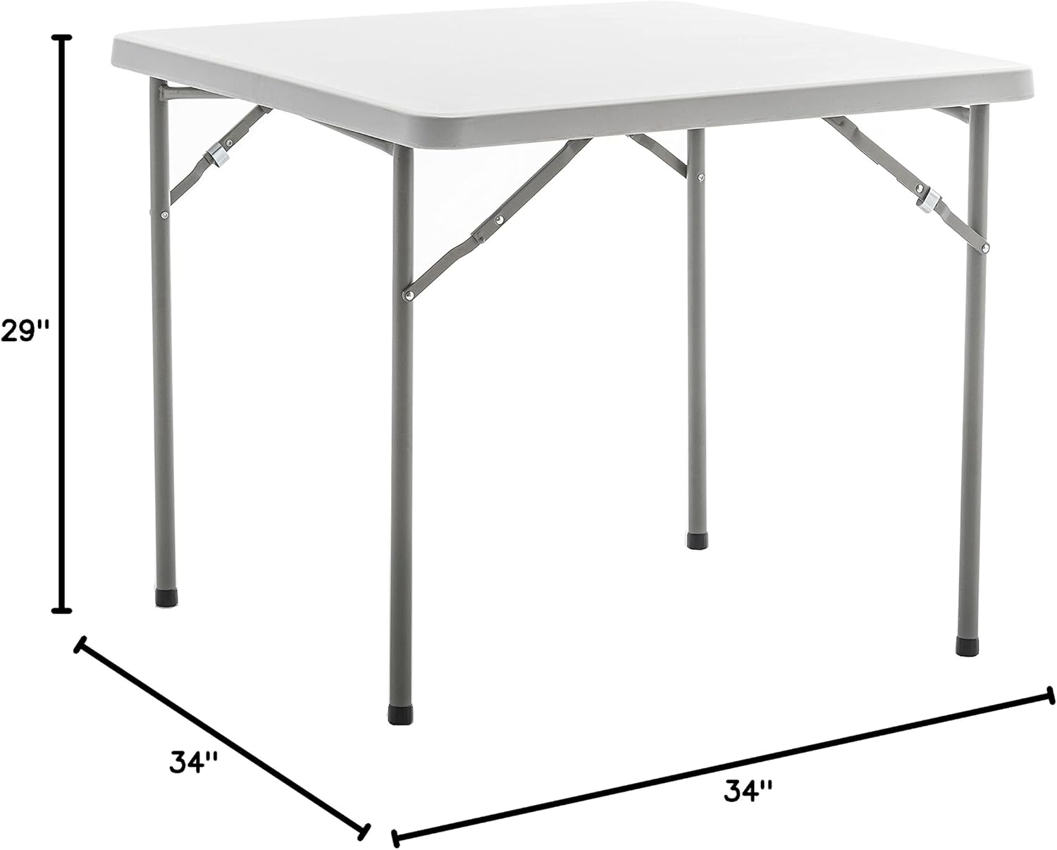 BTEXPERT 34" Square White Granite Plastic Folding Table Portable for Card Board Games Nights Gatherings Party Home Indoor Outdoor Lightweight