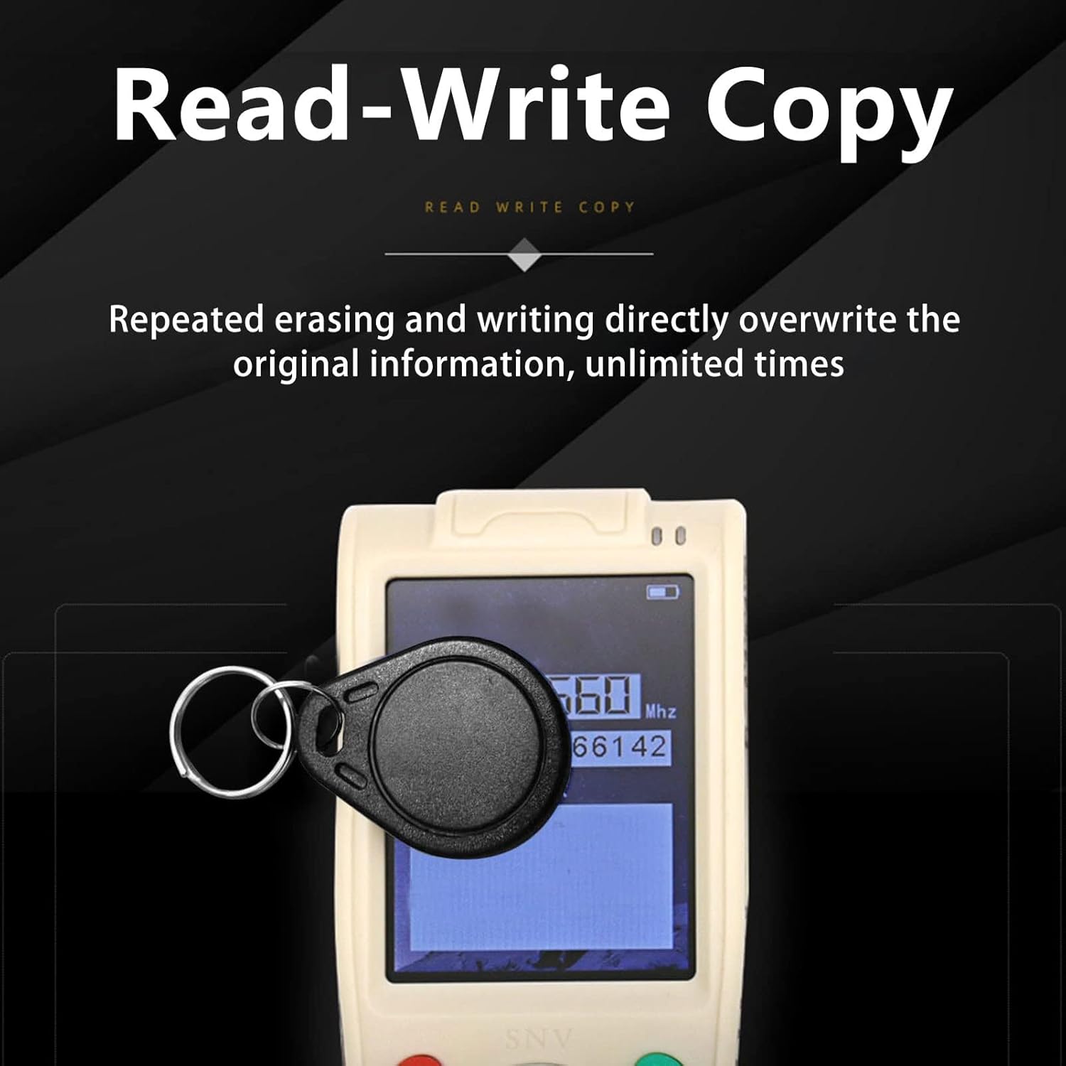 50PCS ID 125KHz RFID Key Tag Writable Rewritable T5577 Key Fob Tag for RFID Writer Black (Original Blank Chip)