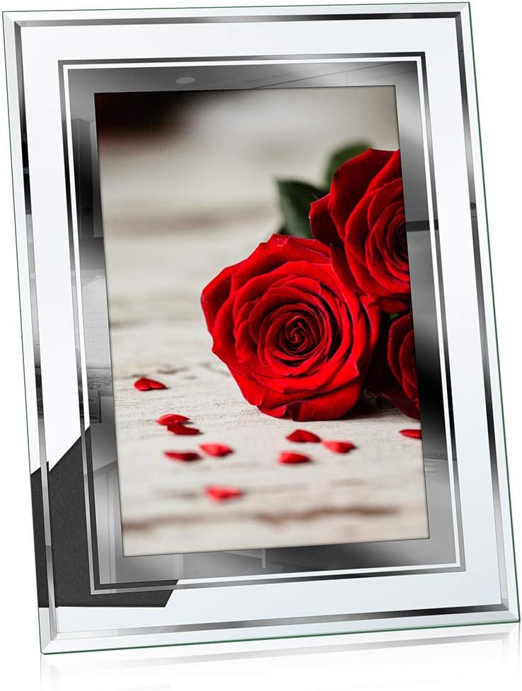 NUOLAN 8x10 Picture Frame Desk Glass Mirror Photo Frames, Nice Gift for Family & Friends