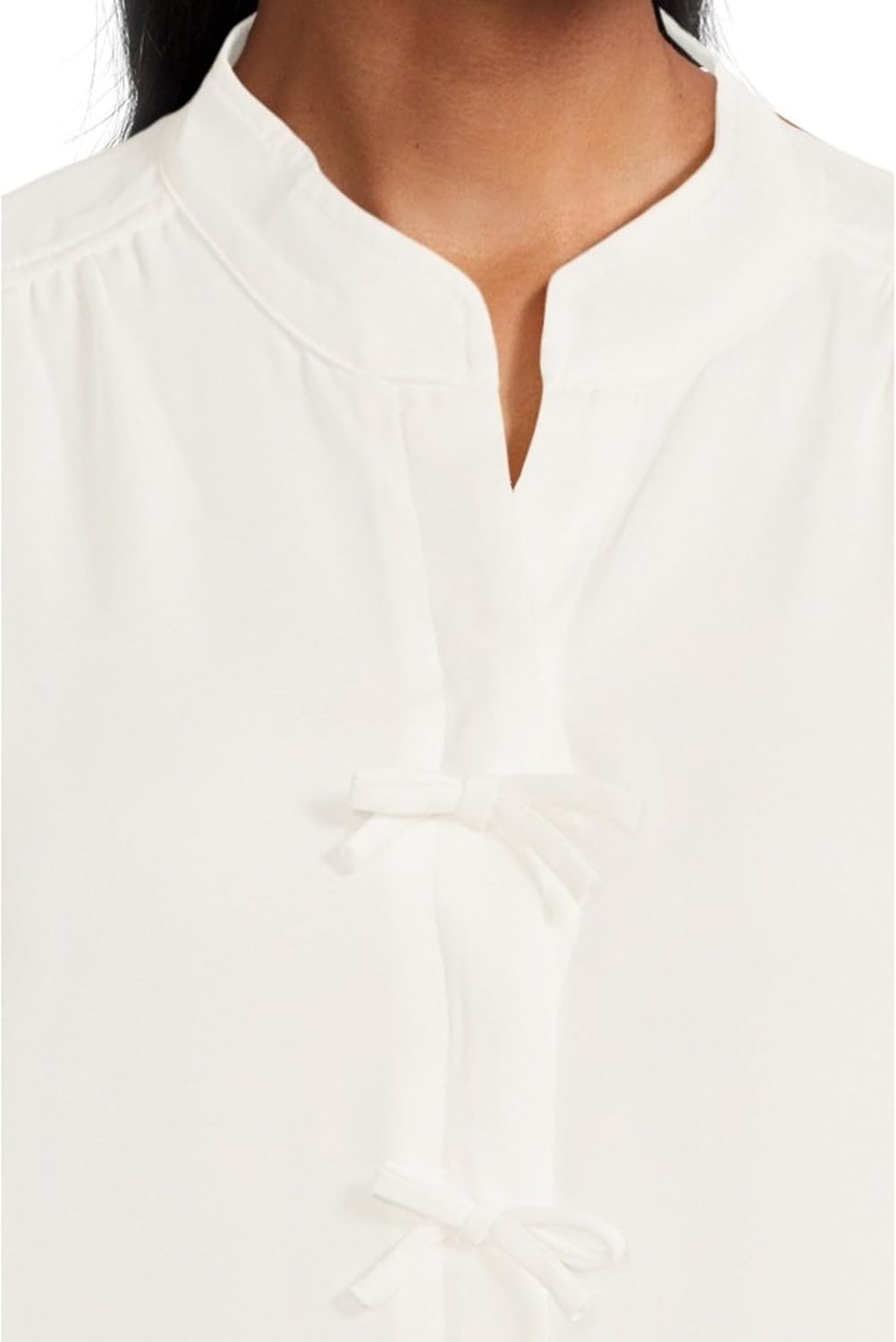 CeCe Womens Elbow Sleeve Bow Placket Blouse - Image 4