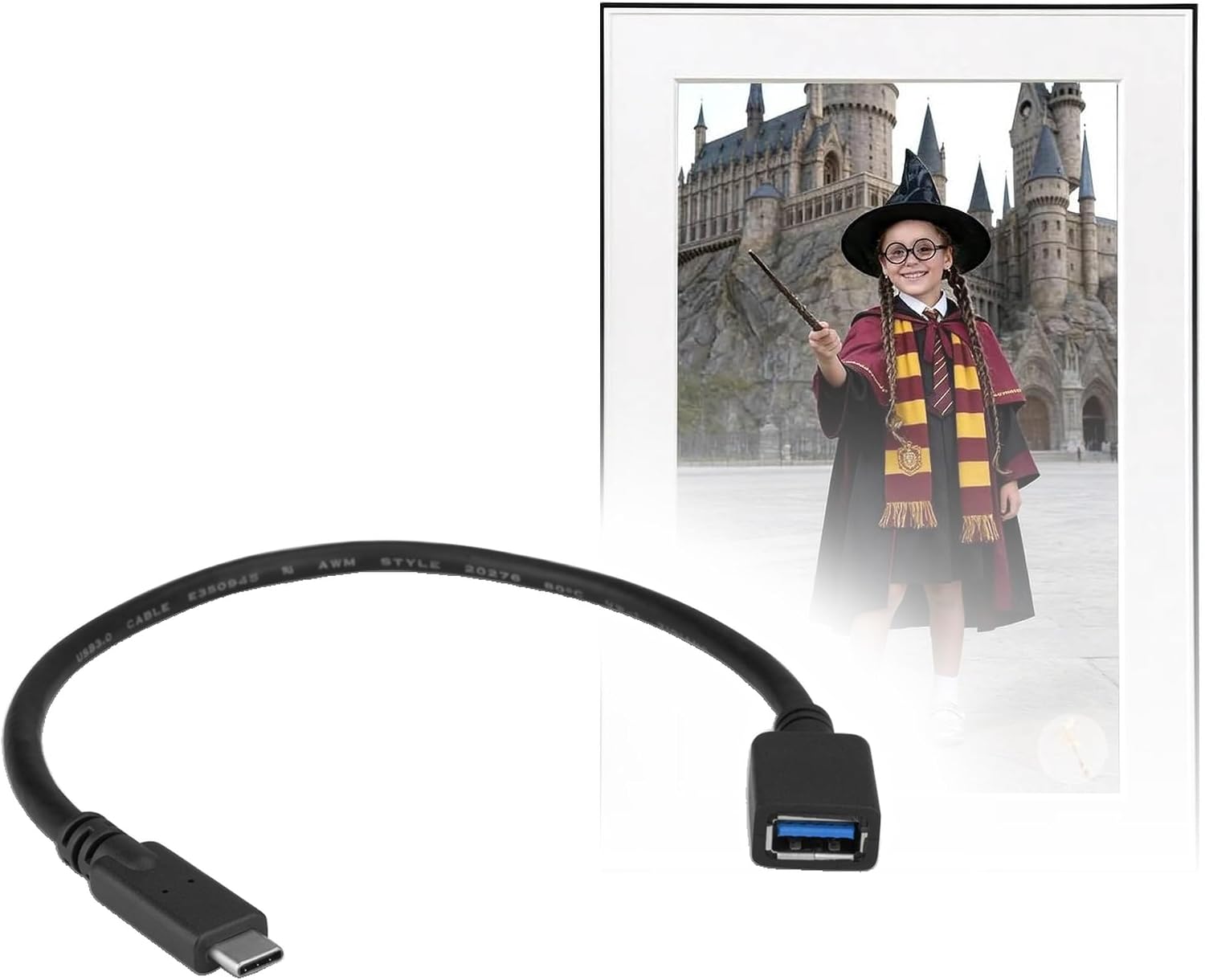 BoxWave Cable Compatible with Homture Magic Frame WiFi Digital Picture Frame (10.1 in) - USB Expansion Adapter, Add USB Connected Hardware to Your Phone