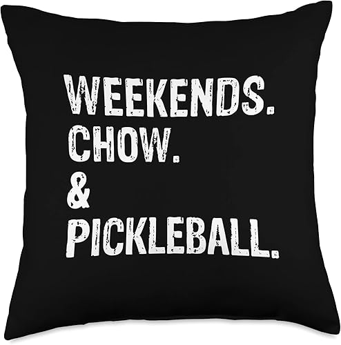 Funny Chow Chow Dog Mom & Dad Summer Pickleball Weekends Chow and Pickleball Throw Pillow, 18x18, Multicolor