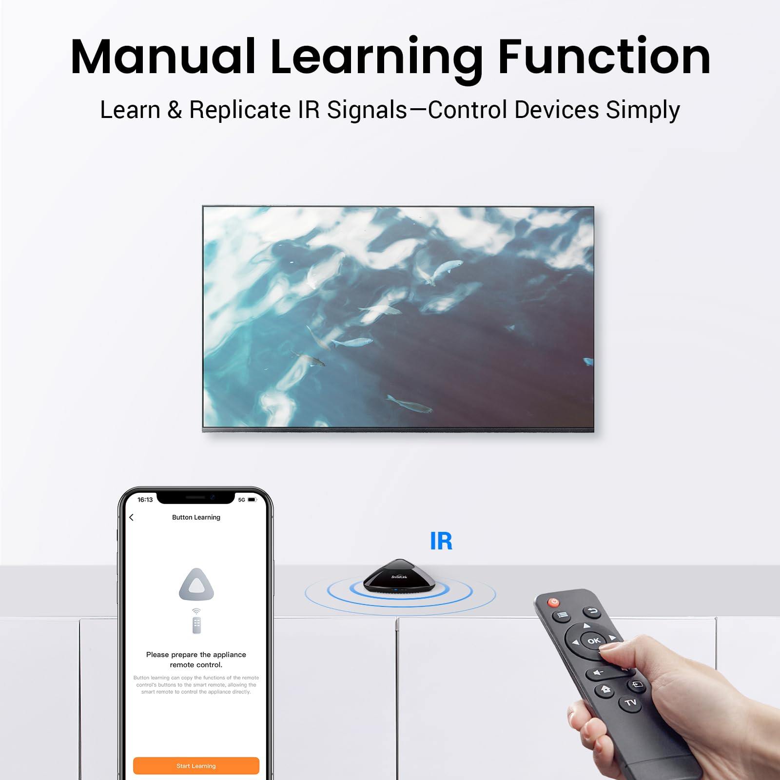 Broadlink RM MAX Hub Domotique, Télécommande Universelle Wi-Fi & BLE pour Appareils IR/RF, Compatible Alexa & Google Home, Installation Facile, Hub RF pour TV, Climatisation, Stores