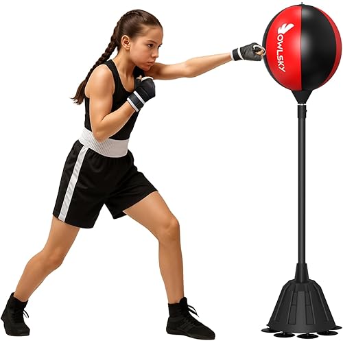 Owlsky Punching Bag with Stand, Boxing Bag for Adults, Adjustable Height, Stress Relief & Fitness