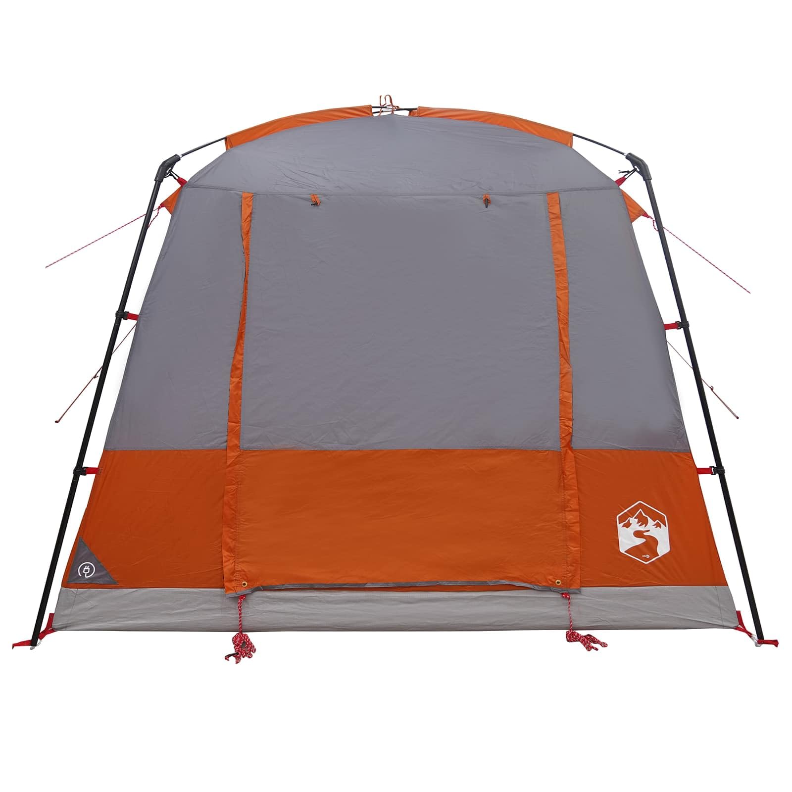 Toilettenzelt Grau und Orange 10 Personen 185T Polyester wasserdicht Camping Outdoor Zelt mit guter Belüftung und Stehhöhe für Familie Trekking Festival Natur
