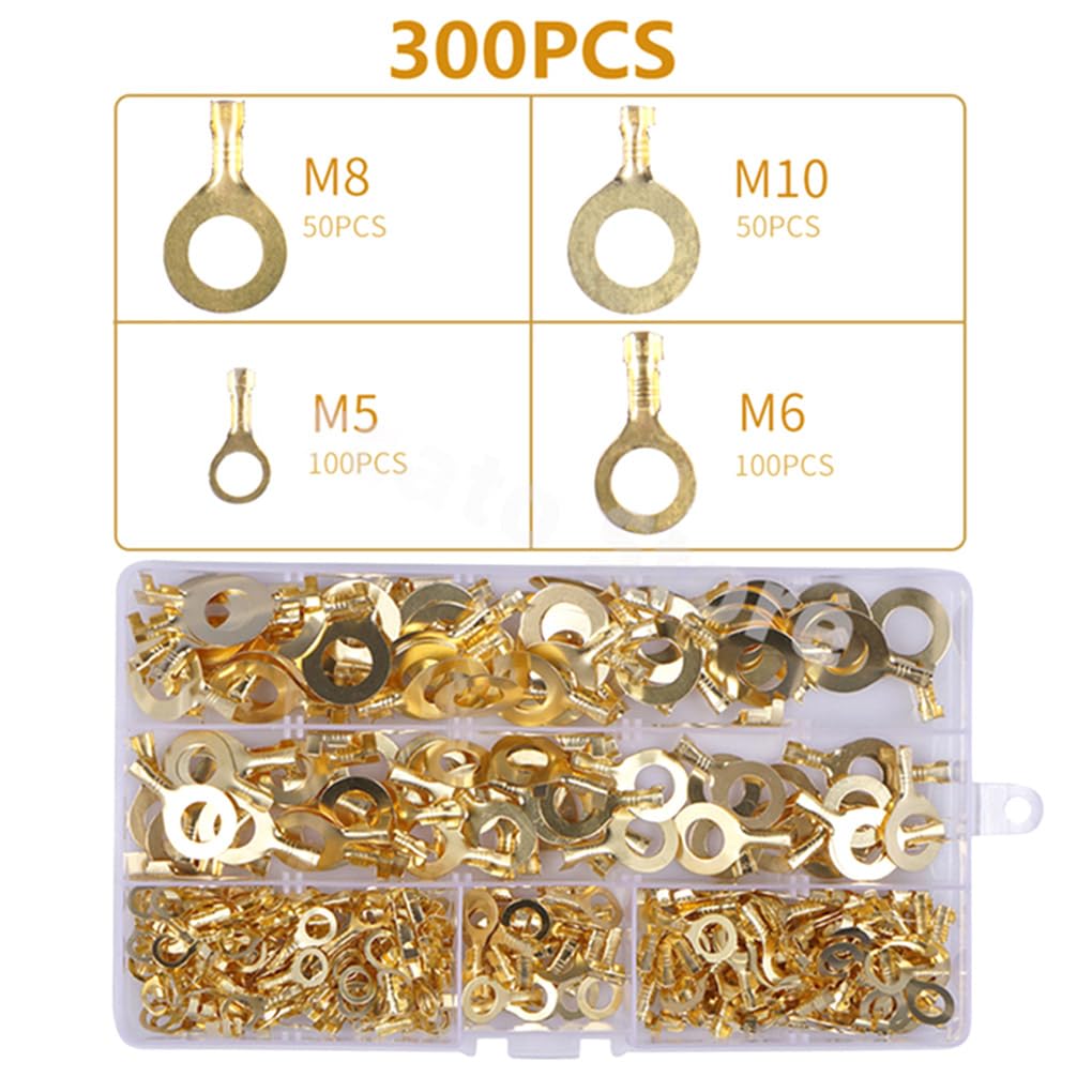10 Satz M3/M5/M6/M8/M10 Ringösen Draht Quetschverbinder Augenloch Tragbare Ausrüstung Haken Kabelklemmen DIY Sortiment Set 300 Stück 300 Stück