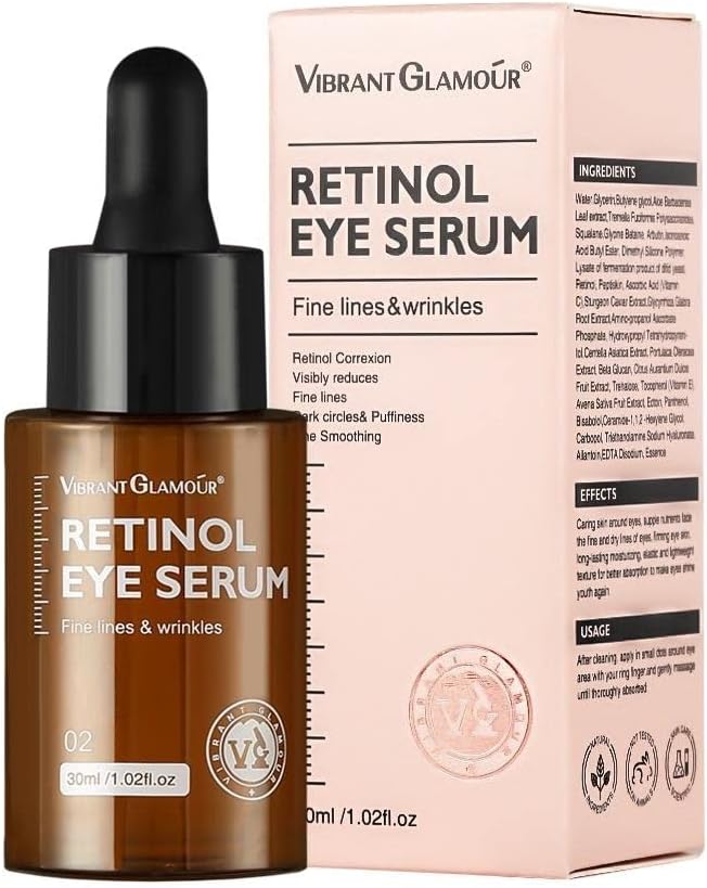 KANZA - Retinol Eye Serum | Removes Dark Circles, Fade Fine Lines, Remove Eye Bags, Anti-Wrinkle, Anti-Aging, Firming & Brighten Skin | Retinol, Arbutin,Vitamin C & E Blended Eye Serum| 30ml