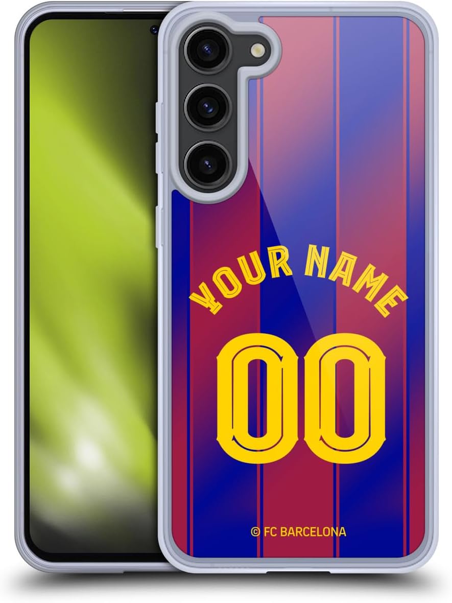 Custom Customised Personalised FC Barcelona Home 2025/26 Kit Gel Case [Military Grade Protection] Compatible with Samsung Galaxy S23+ 5G