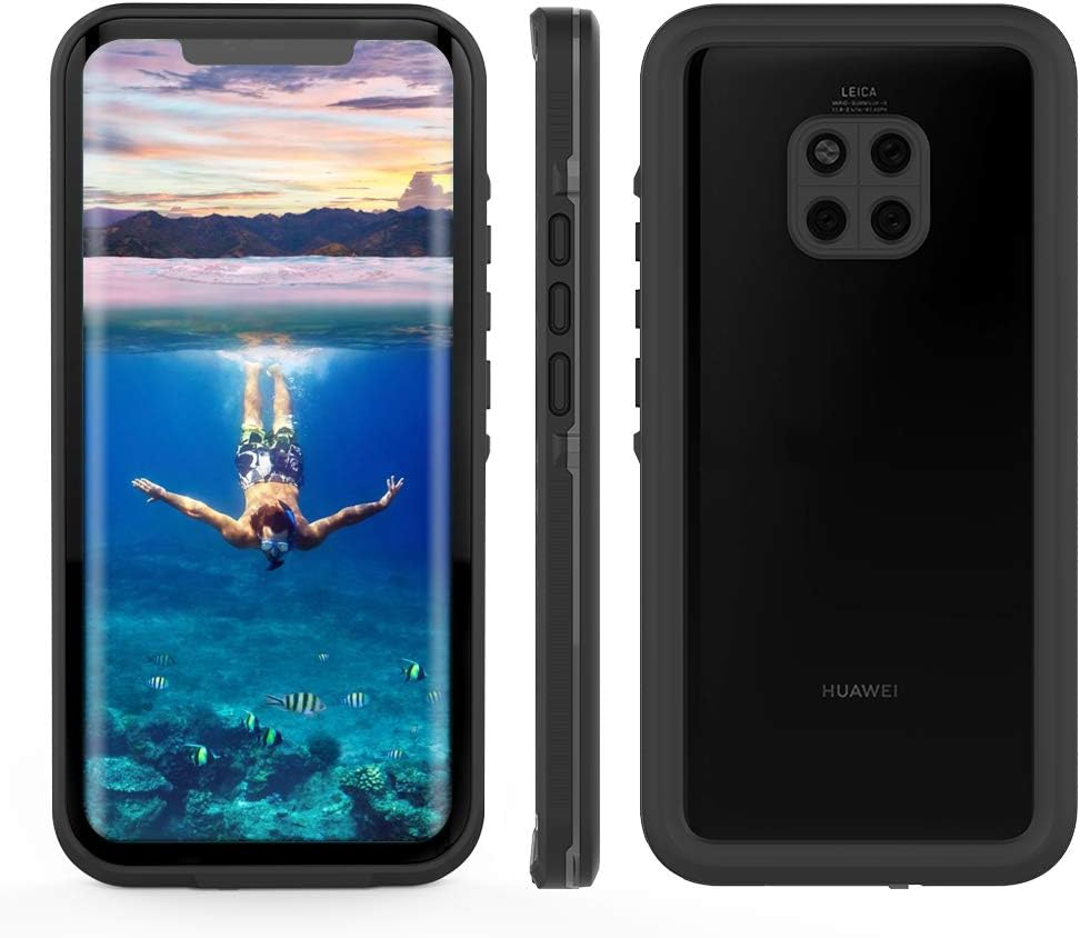 Huawei Mate 30 Phone Case Clear,IP68 Waterproof Shockproof Full Body Protective Case with Built-in Screen Protector Cover for Huawei Mate 30 (2019 Release) (Mate 20 Pro, Black)